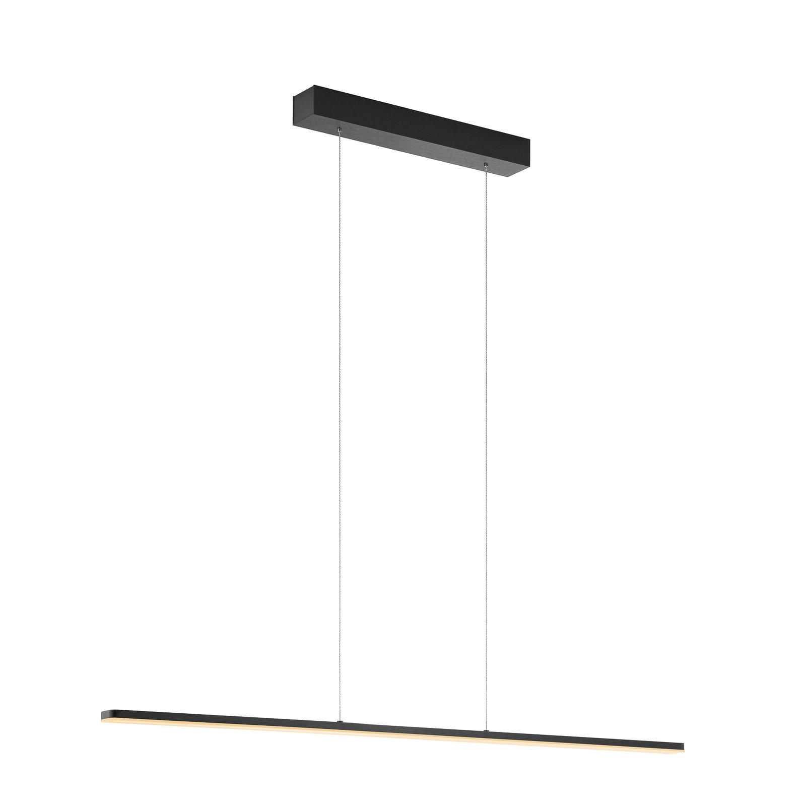 Candeeiro suspenso LED Quitani Margita, comprimento 118 cm, preto