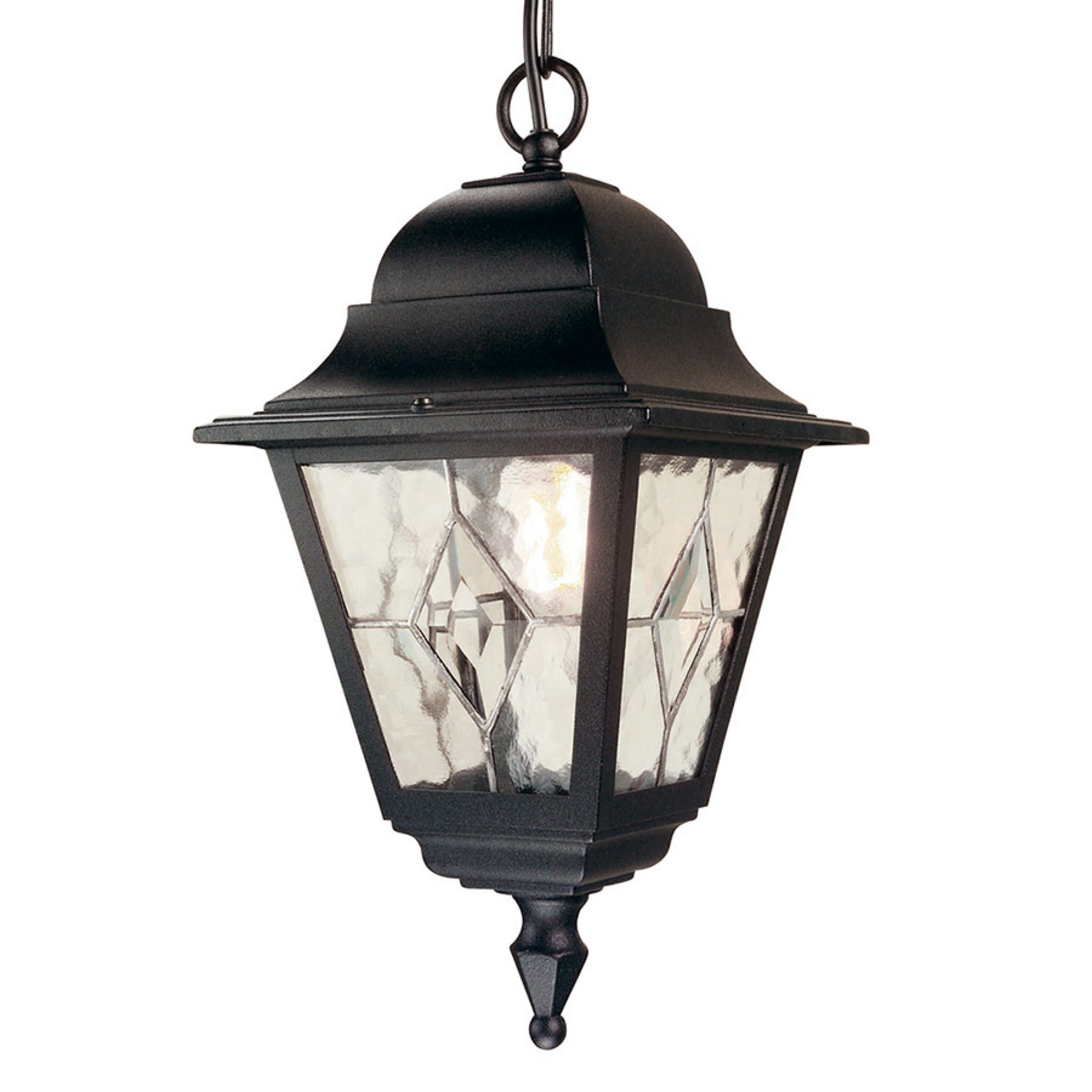 Norfolk NR9 buiten hanglamp, zwart/transparant, IP43 - Elstead
