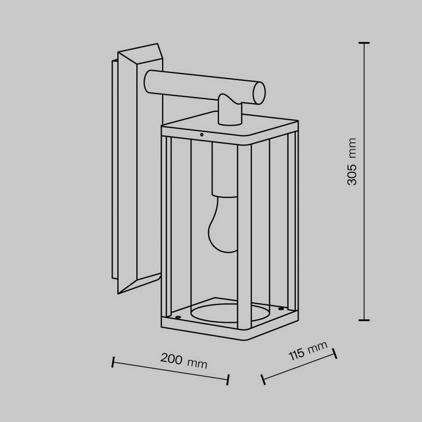 Maytoni Maytoni nástěnné světlo Cell, grafit, hliník, výška 20 cm, IP65