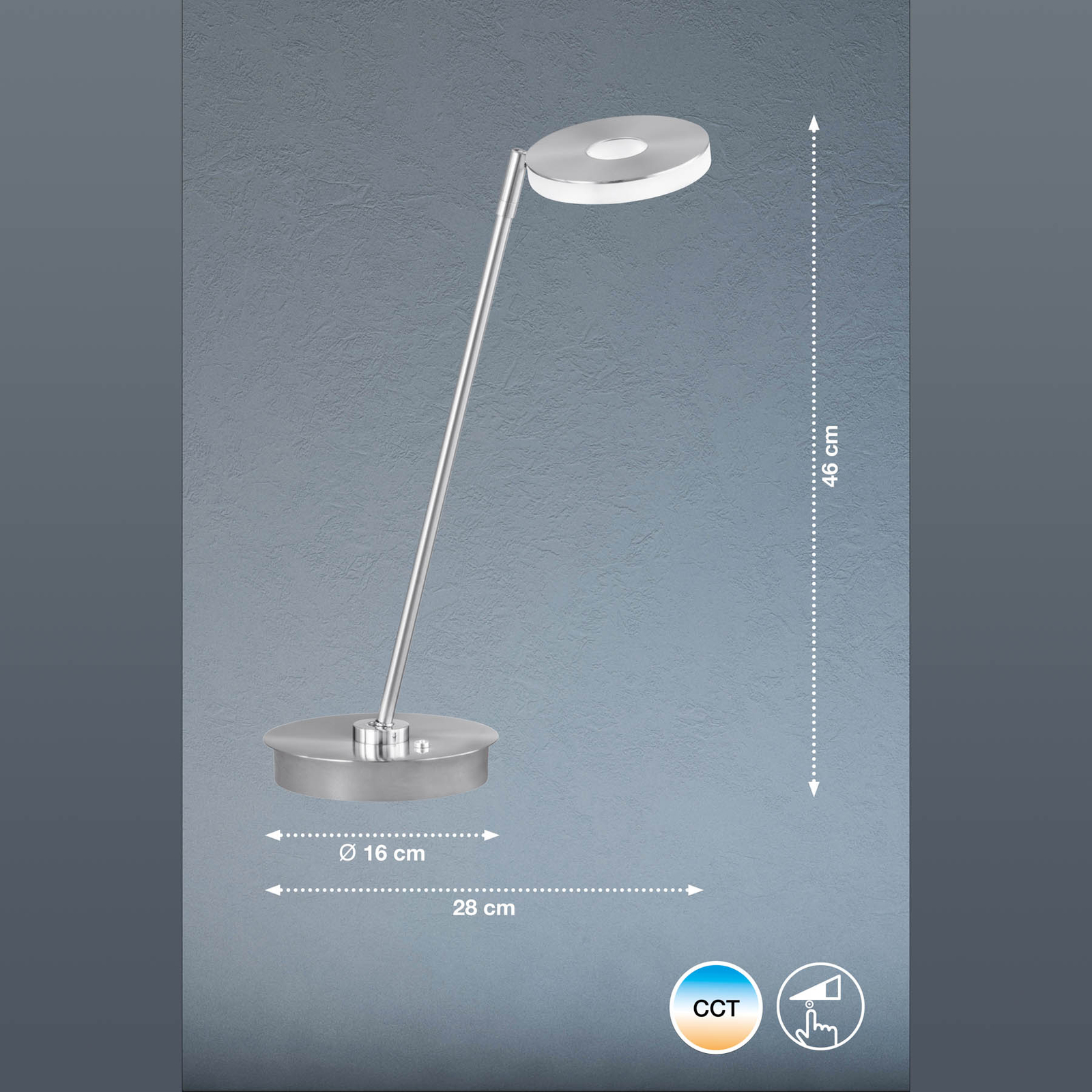 LED-bordslampa Dent, dimbar, CCT, 8 W, nickel