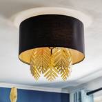 Lucande Malviras fabric ceiling lamp with leaf decoration
