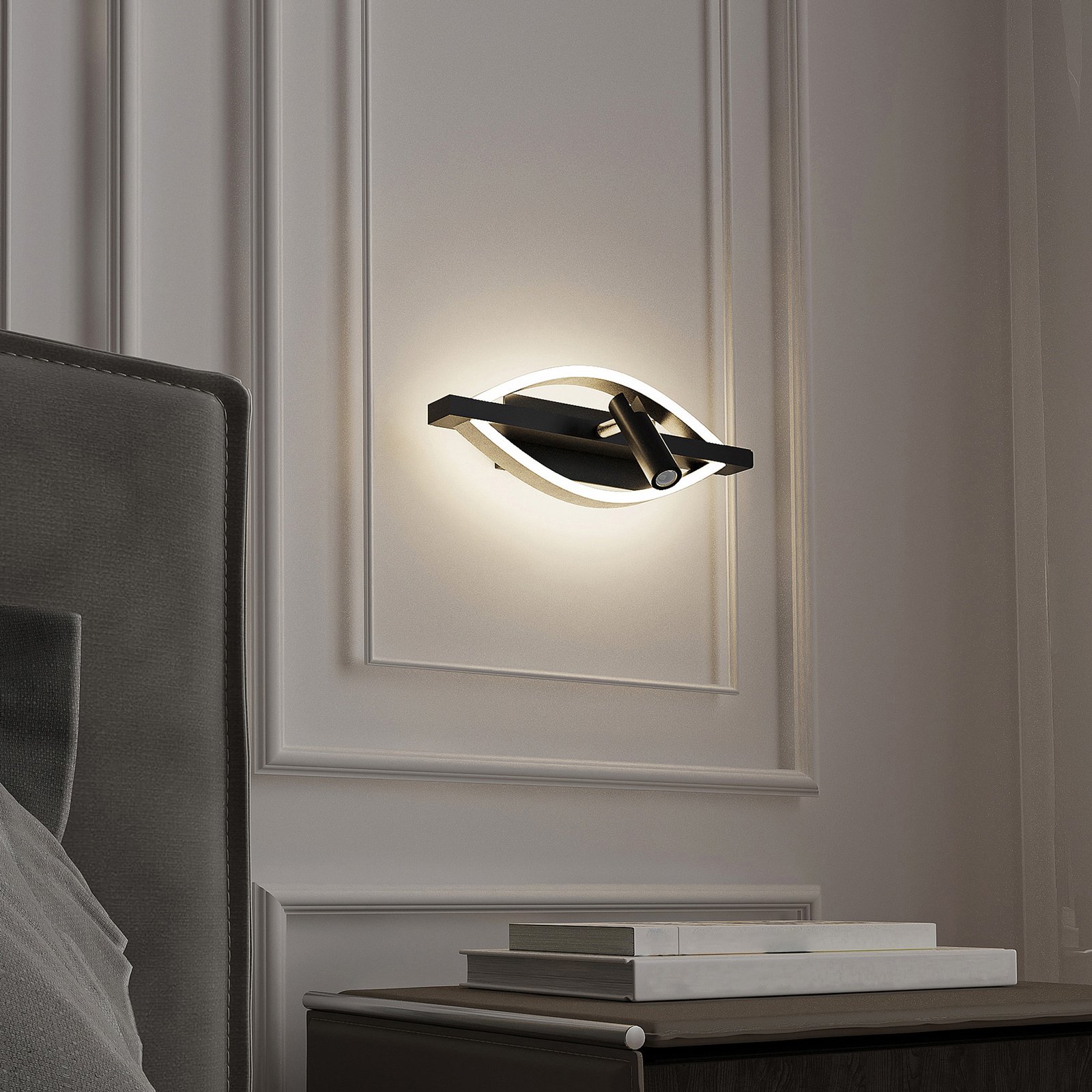 Lucande Matwei LED-vegglampe, oval, nikkel