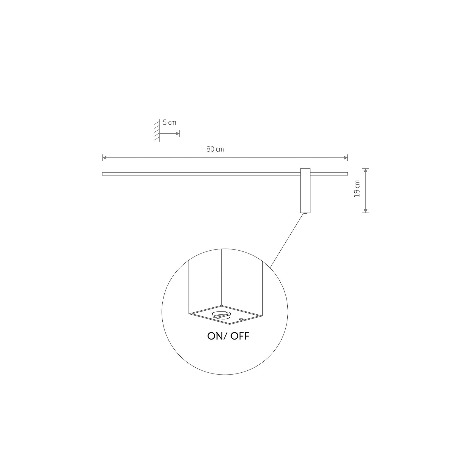 Kinkiet LED Motive M, szerokość 80 cm, czarny, metalowy