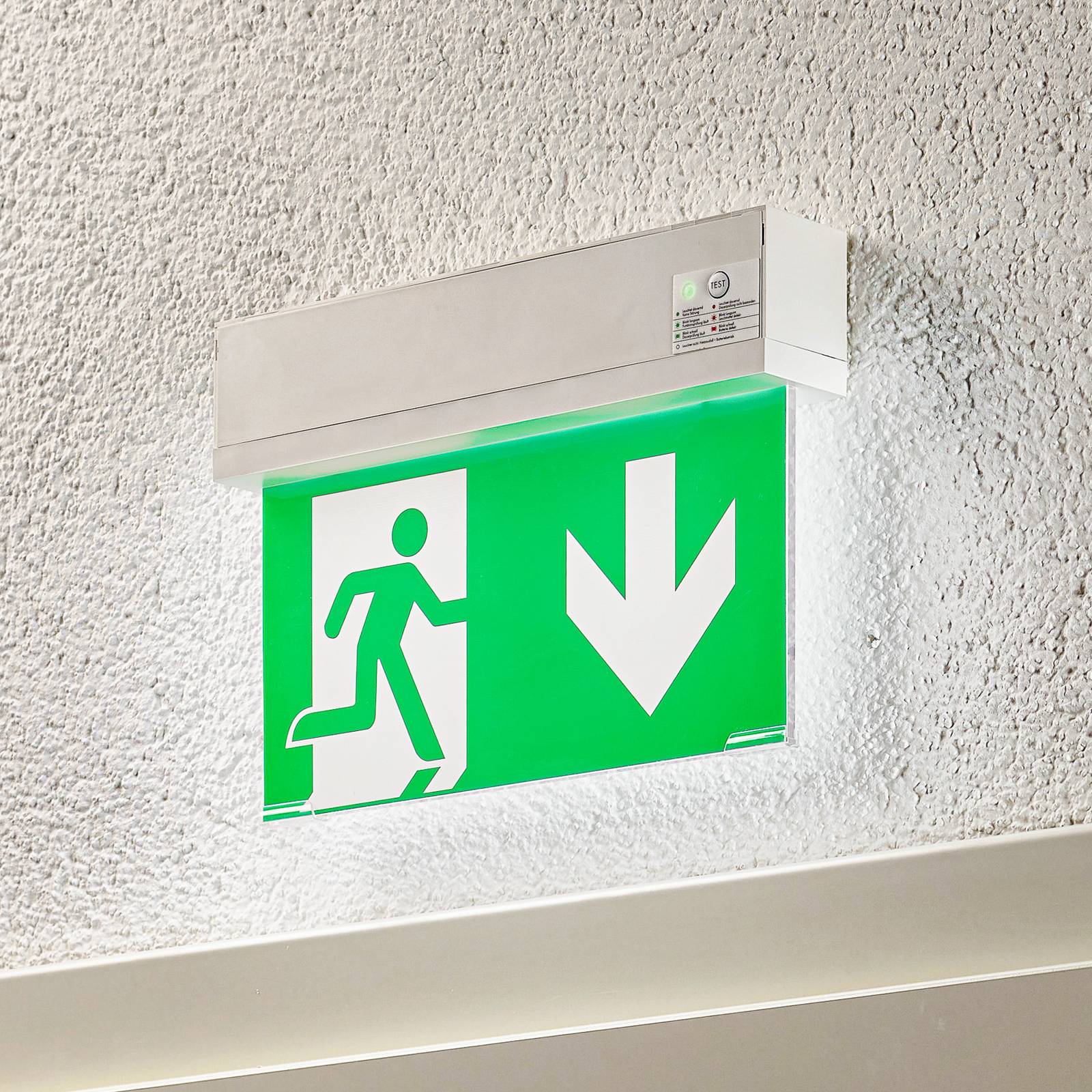 Arcchio Nevian emergency light plexiglass 19.8 cm, plastic, plexiglass, 3 W, W: 28.3 cm, H: 19.8 cm
