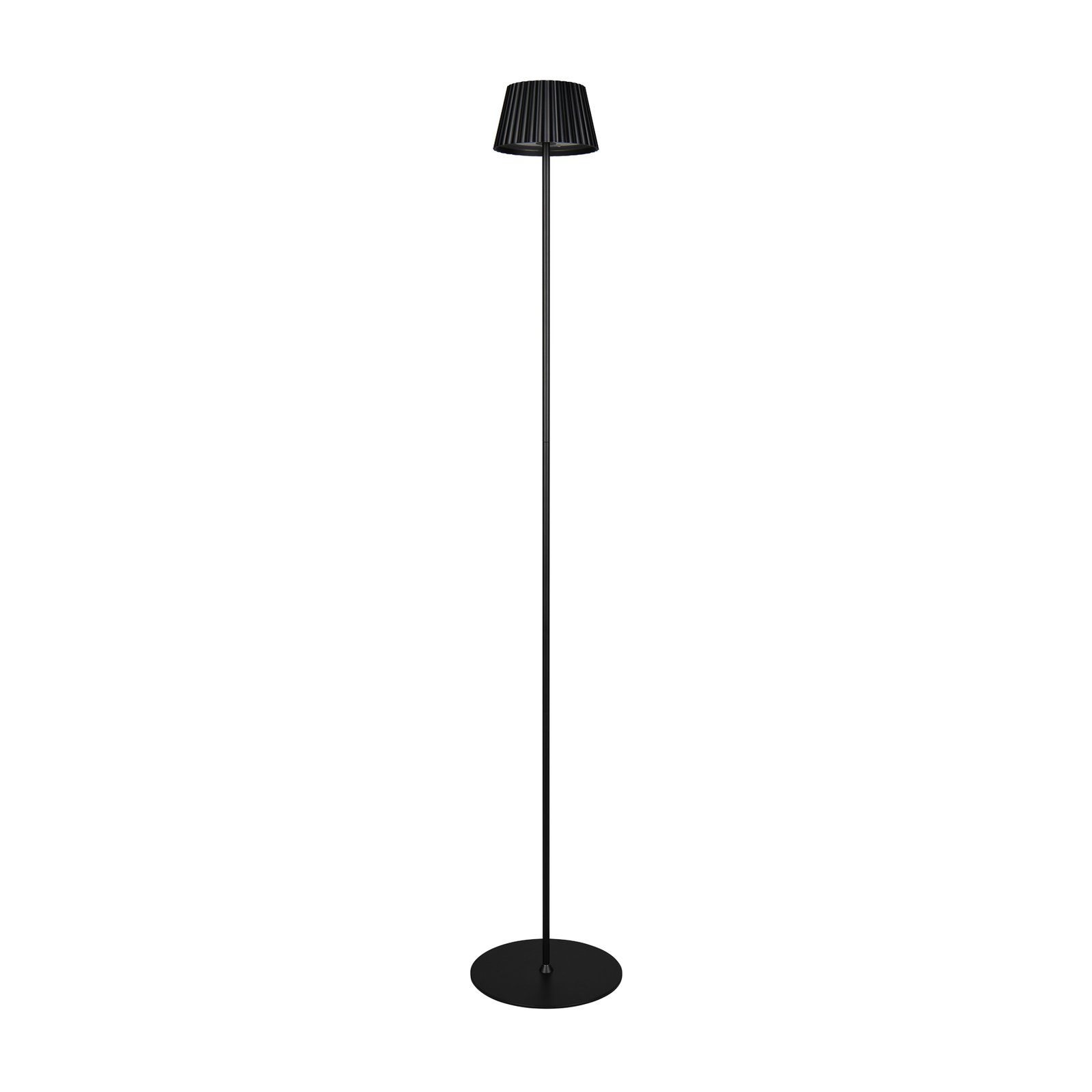 Suarez LED-uppladdningsbar golvlampa, svart, höjd 123 cm, metall