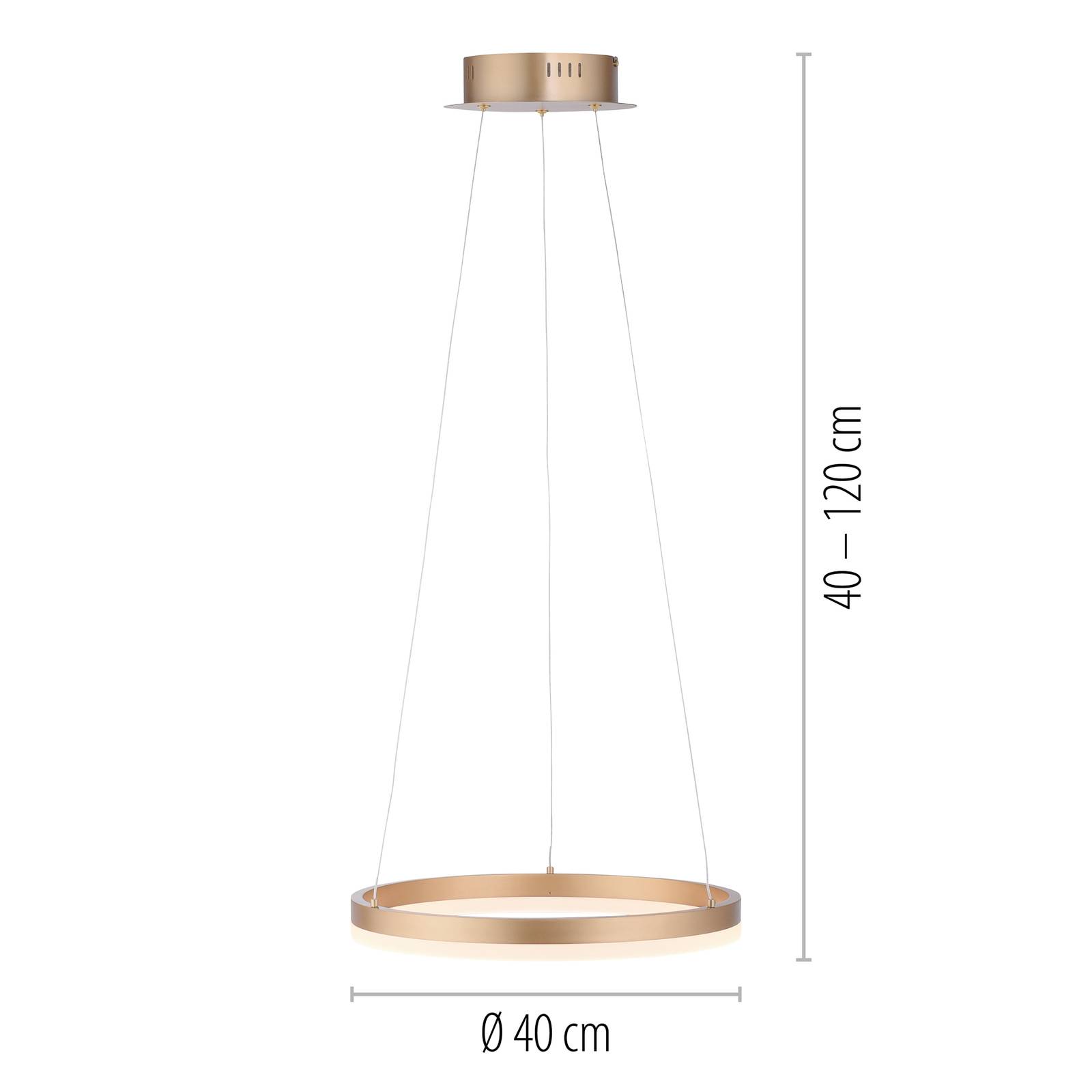 Paul Neuhaus żyrandol LED Titus, Ø 40 cm, mosiądz, ściemniany