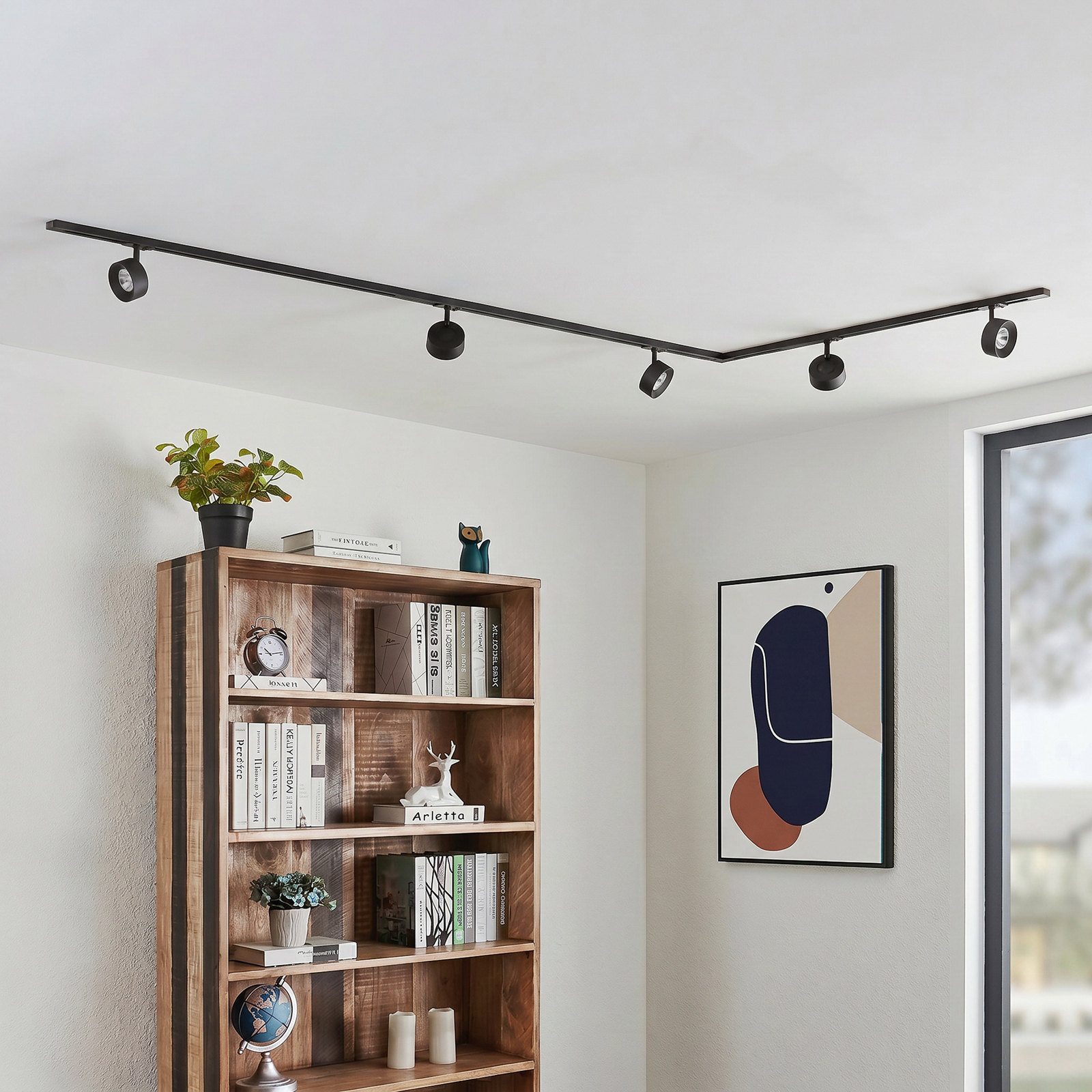 Systém lišt Linaro, Ø 9,5 cm, 5 žlábků, LED, černý – Lindby Systém lišt Linaro, Ø 9,5 cm, 5 žlábků, LED, černý – Lindby
