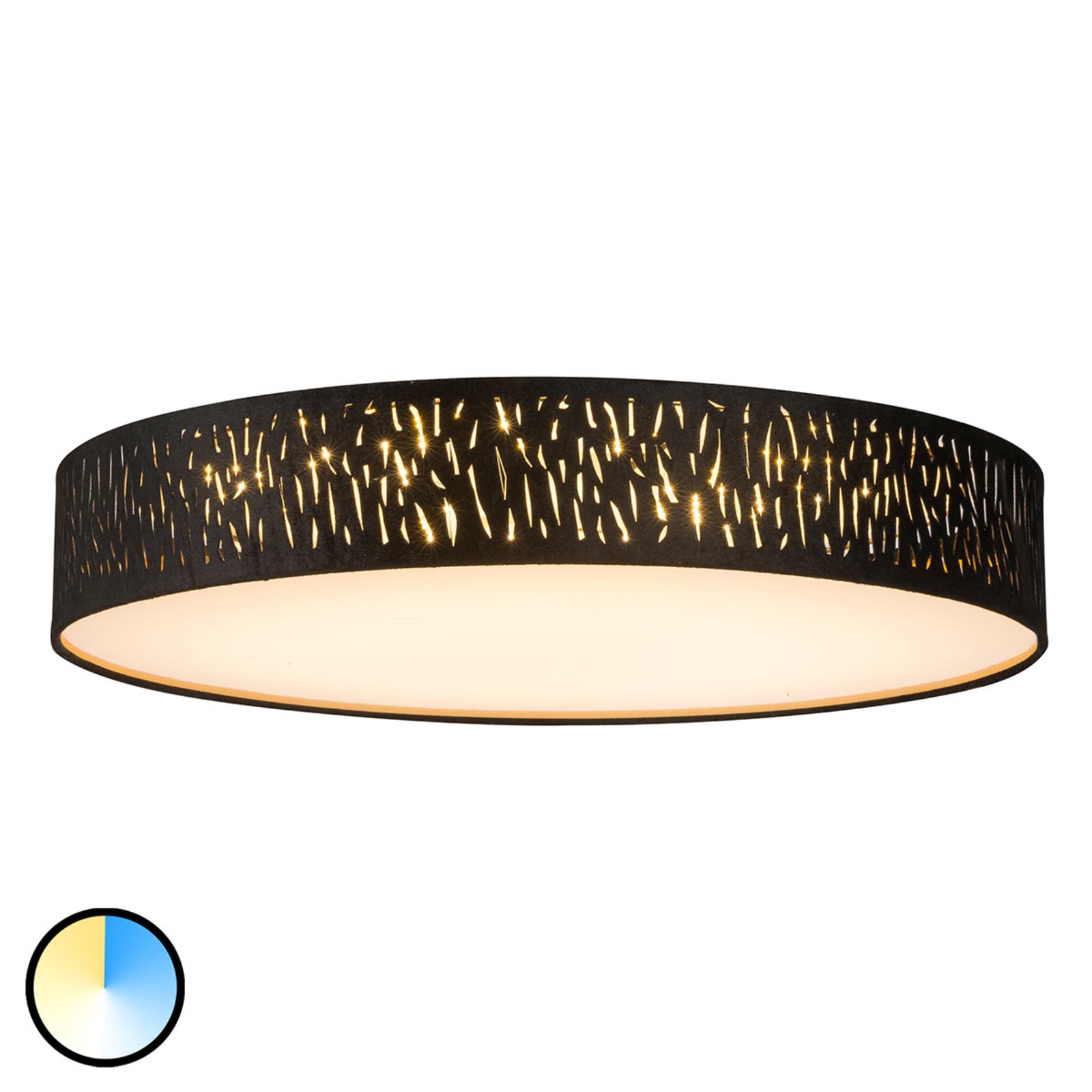 Globo Tuxon round LED ceiling light with Tuneable White, for Living / Dining Room, metal, velvet, 60 W, energy efficiency: A, H: 12 cm