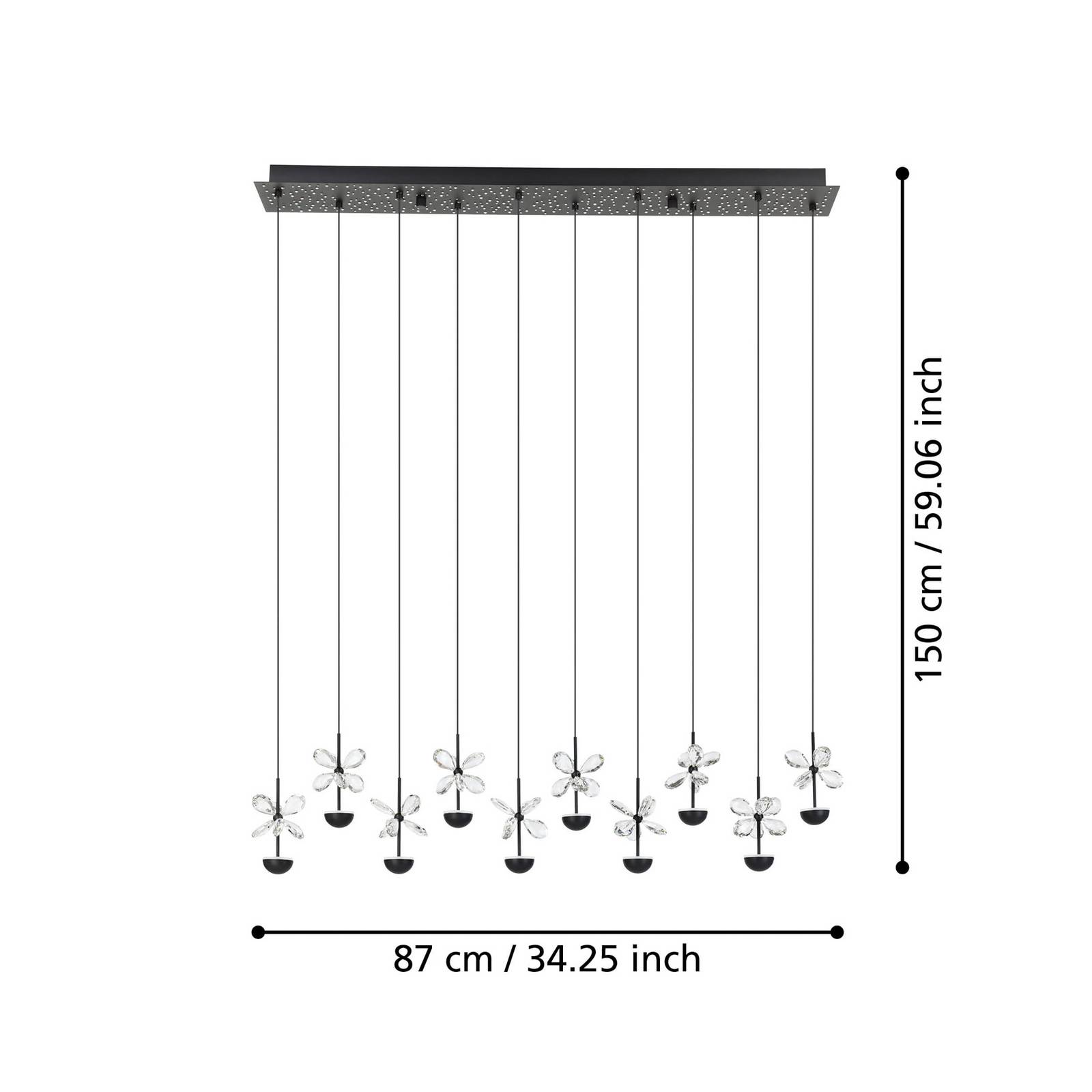 EGLO Stars Of Light LED-Pendel Pianopoli, czarny, dł. 87 cm