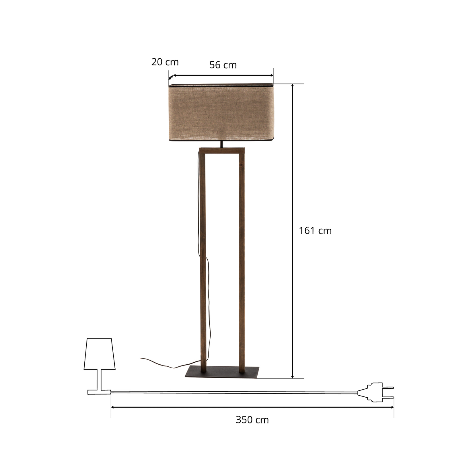 Stojací lampa Habita, ořech, textil, béžová