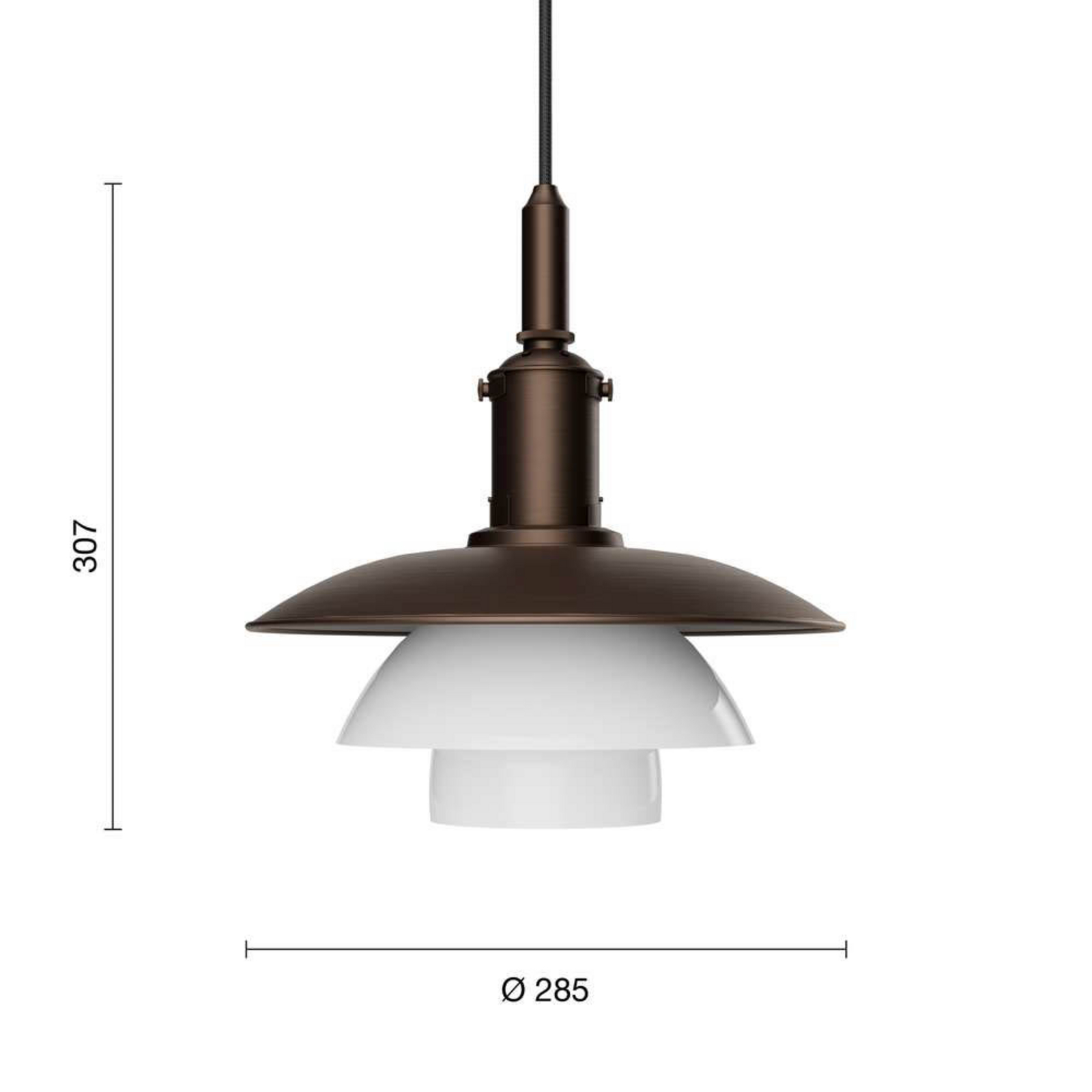 PH 3/3 Riippuvalaisin Aged Brass/Opaali Glass - Louis Poulsen