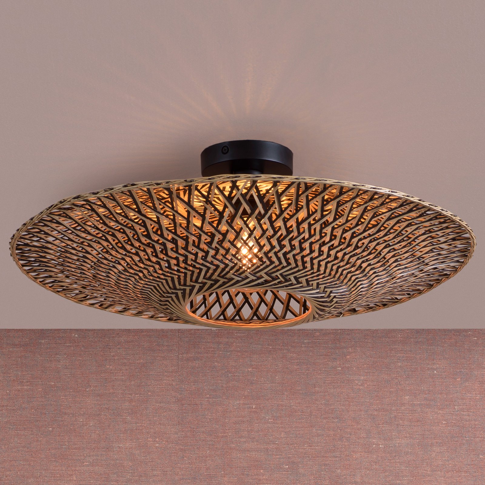 GOOD & MOJO Bali ceiling light, bamboo, black/nature