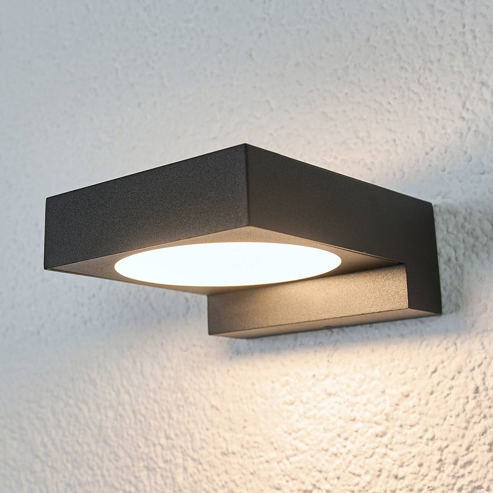 Arcchio Natalja black LED bathroom wall lamp, aluminium, polycarbonate, 8 W, W: 11.5 cm, H: 5.2 cm