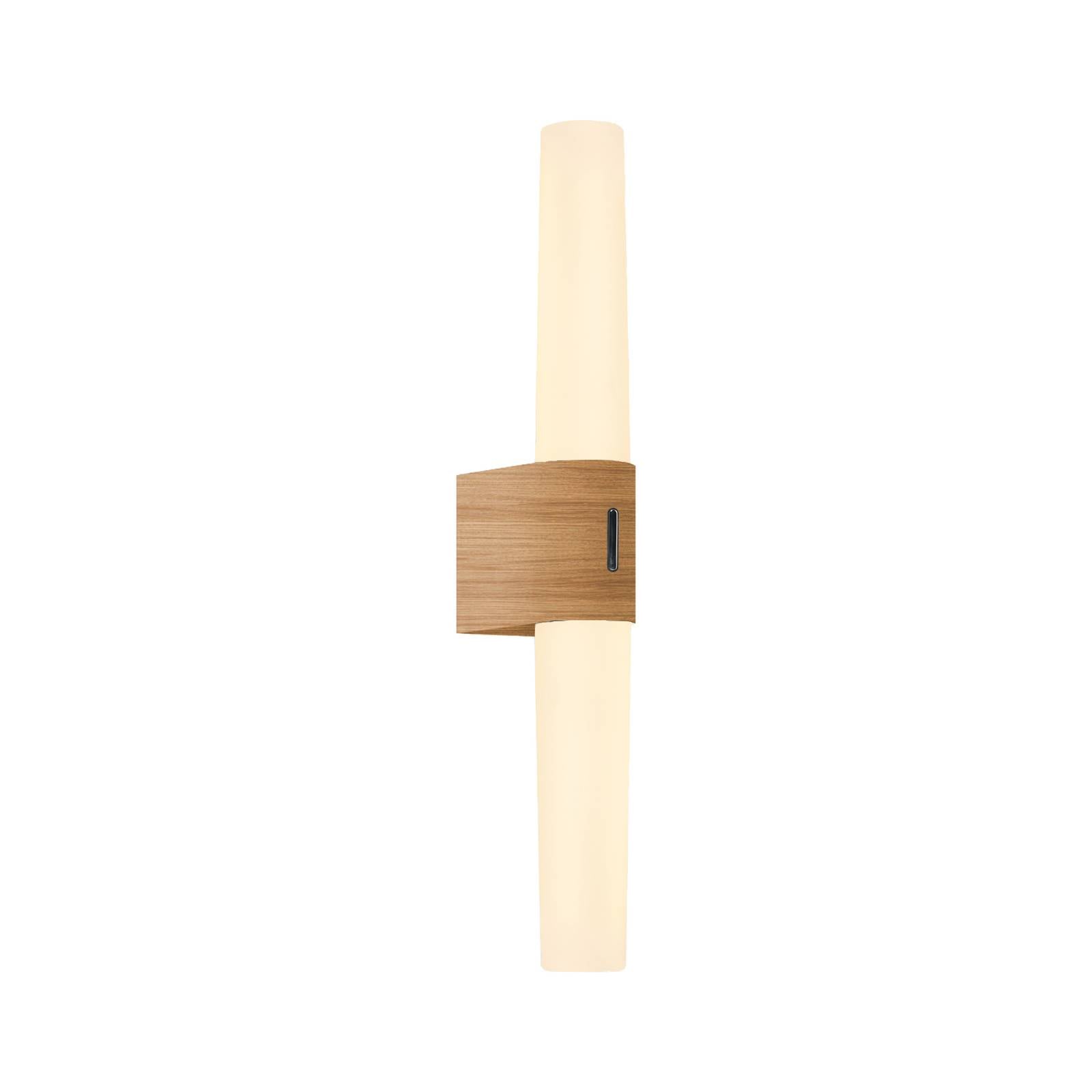 LED-Badwandleuchte Helva Double Basic, Holzdekor