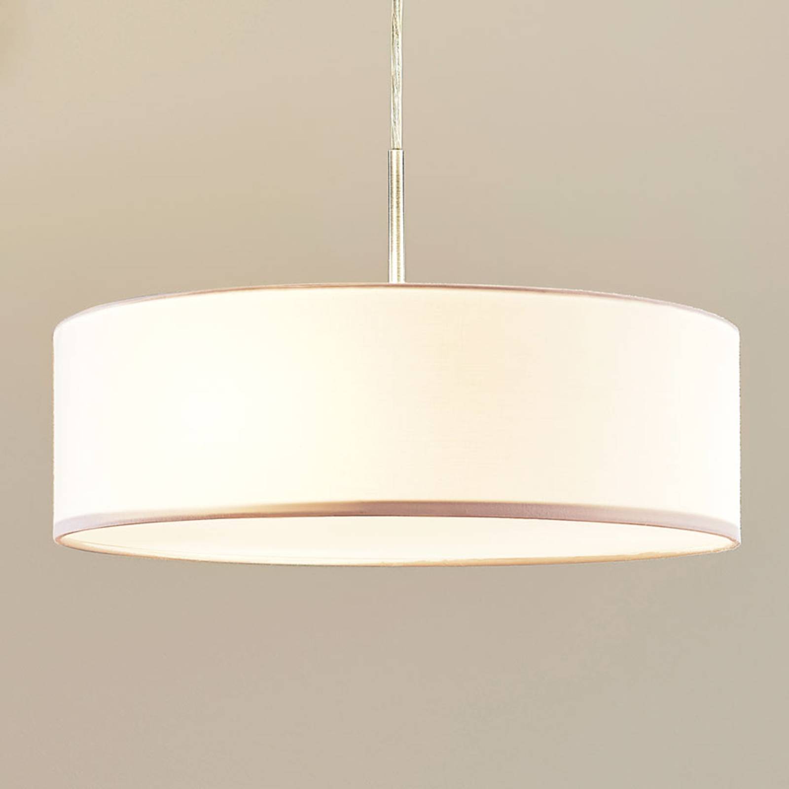 Photos - Chandelier / Lamp Lindby pendant light Sebatin, Ø 40 cm, cream, fabric, E27 