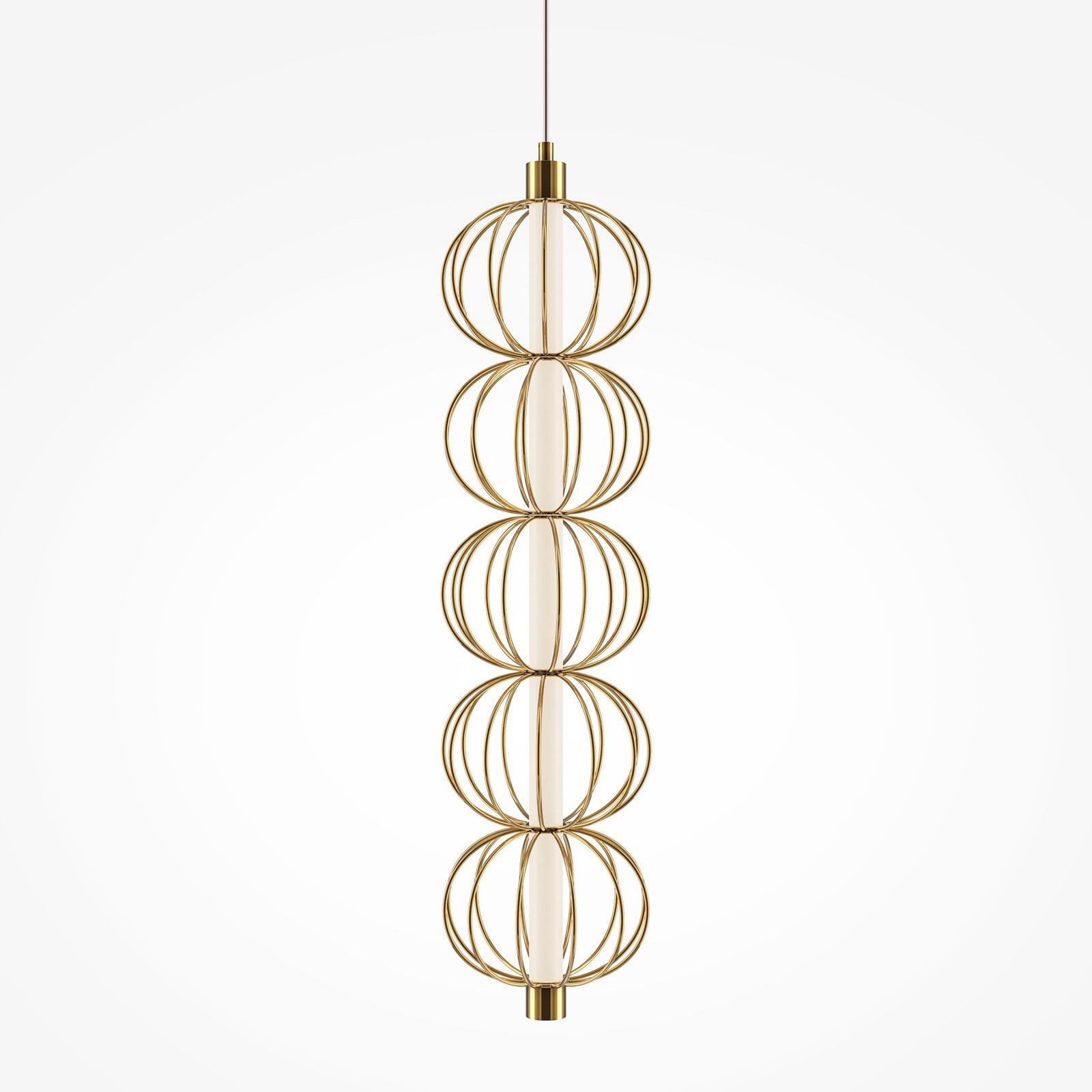 Maytoni Lampă suspendată LED Golden Cage verticală Ø 139 cm - Camera de zi / sufragerie - auriu alb - Metal