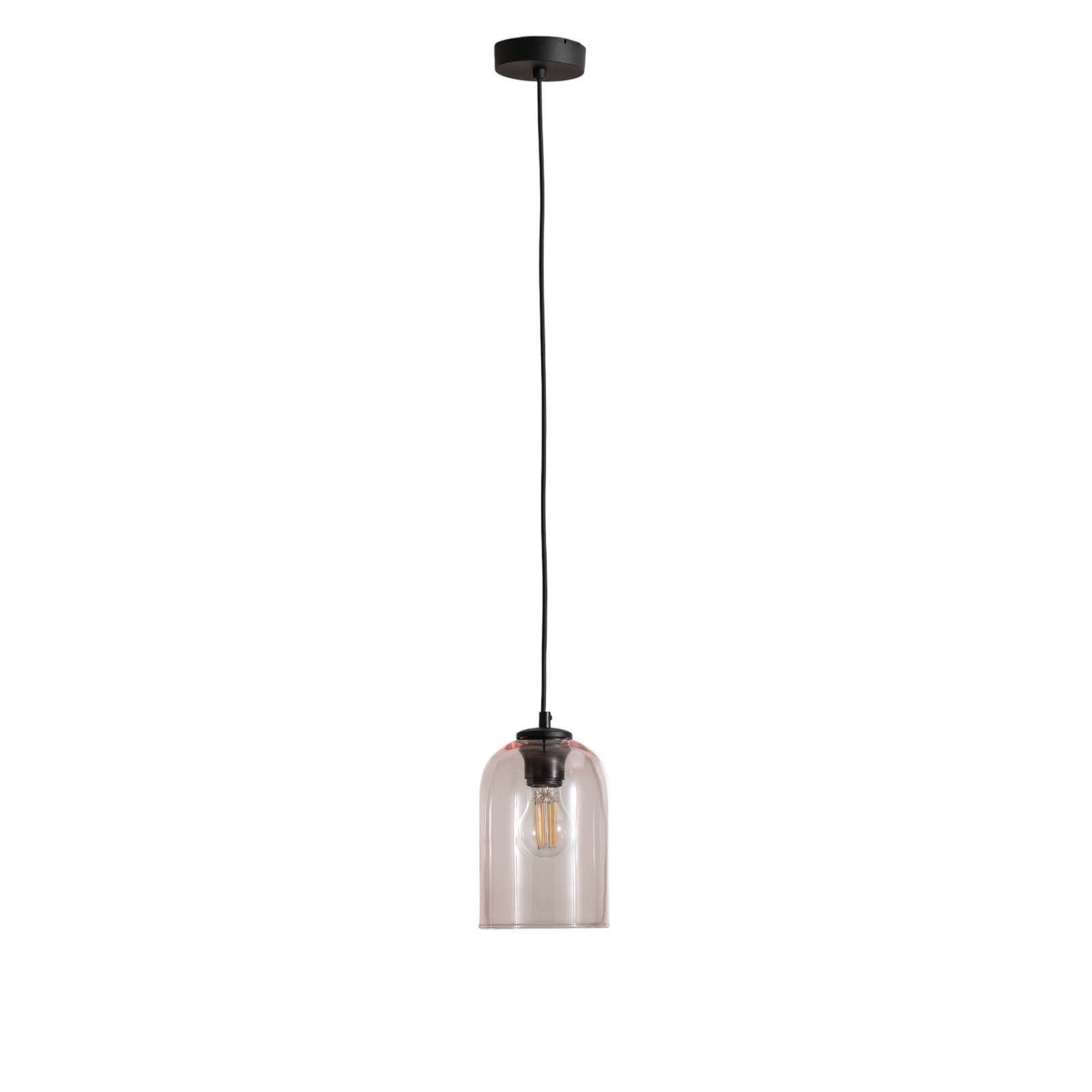Závěsné světlo Molly, růžová barva, Ø 14 cm, kov/sklo