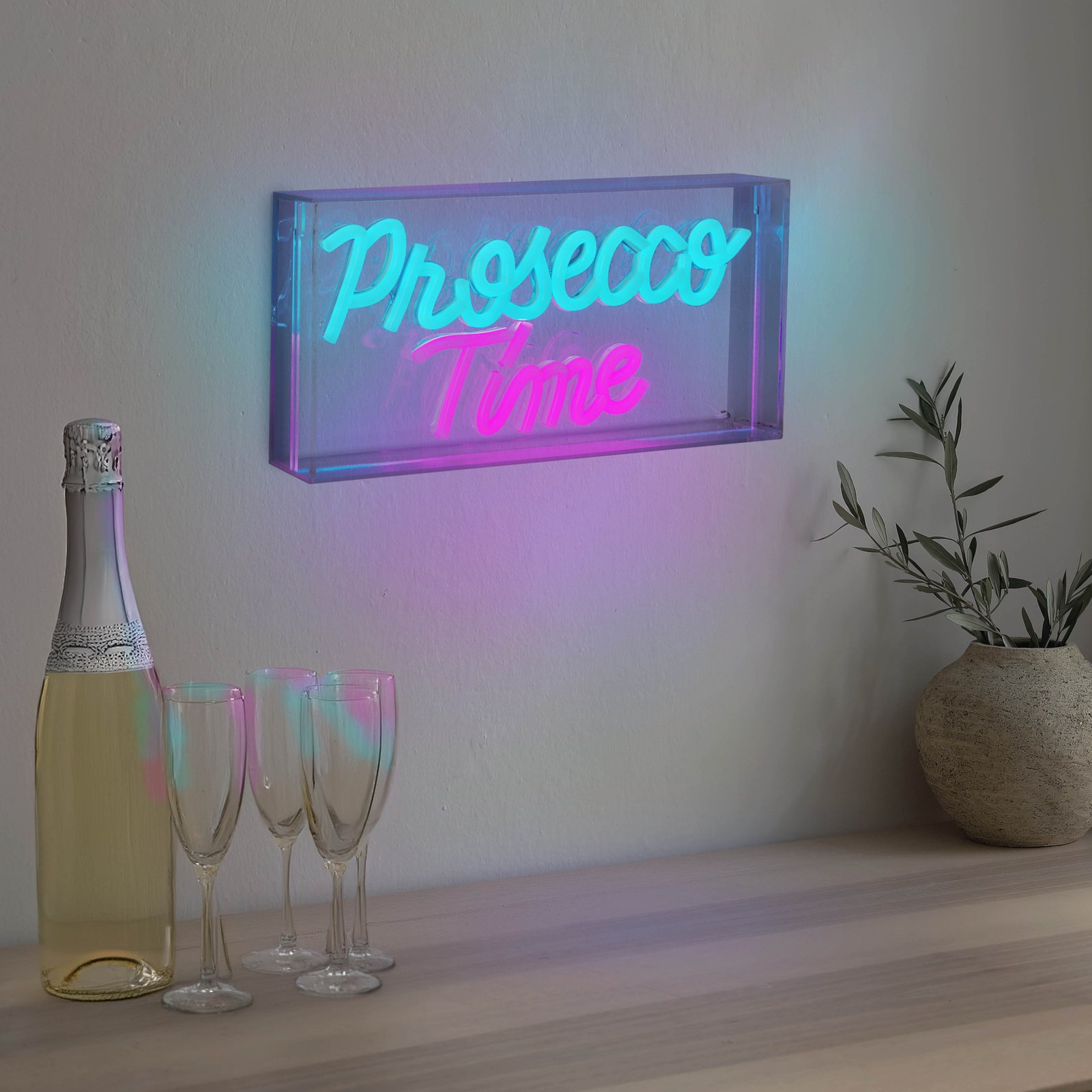 LED zidna lampa Prosecco Time prozirna 30x15 cm plastična USB RGB