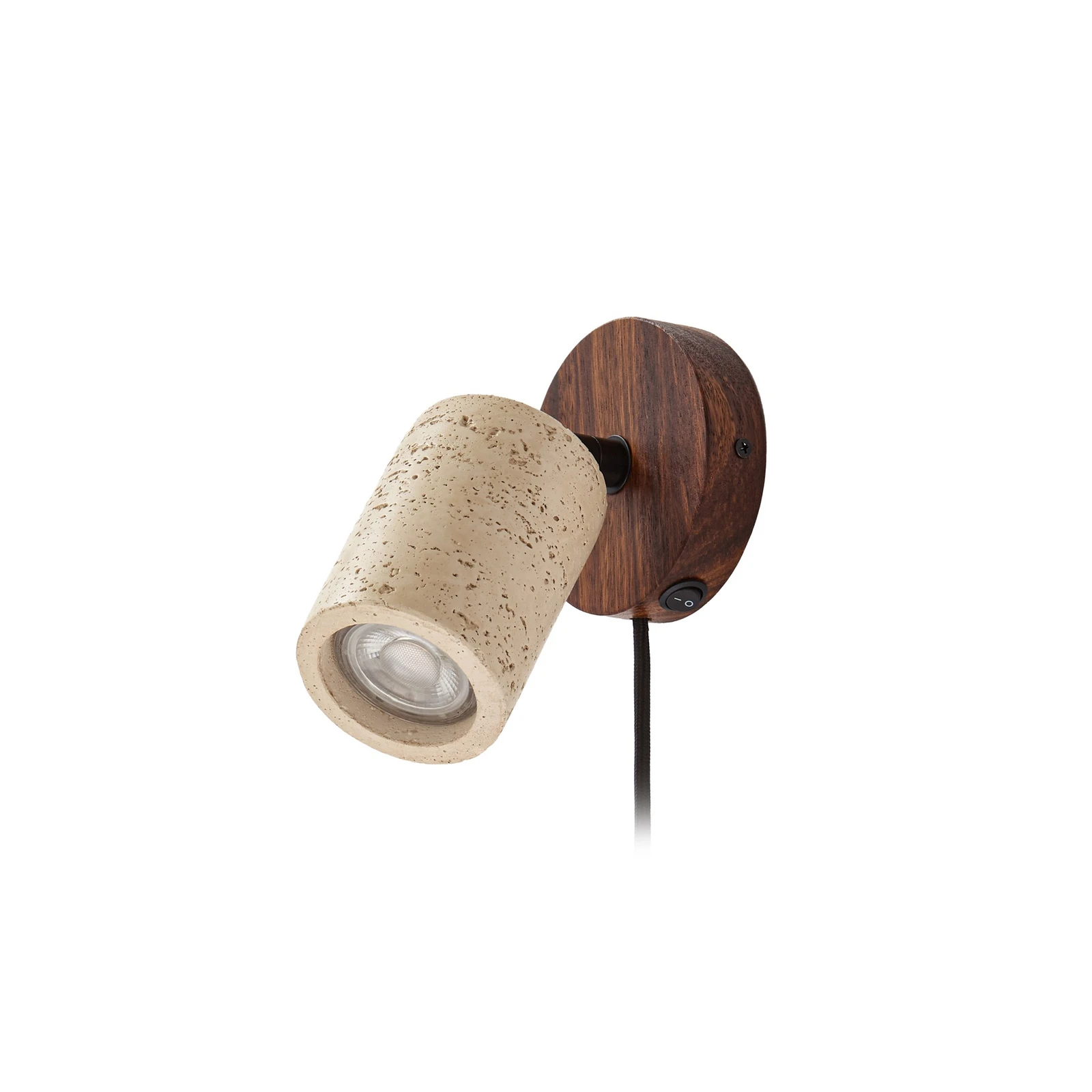 Faretto da parete Lucande Carlotta, Ø 10 cm, beige, cemento, GU10