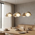 BOOM pendant light, beige, length 88 cm, 6-bulb, metal/glass