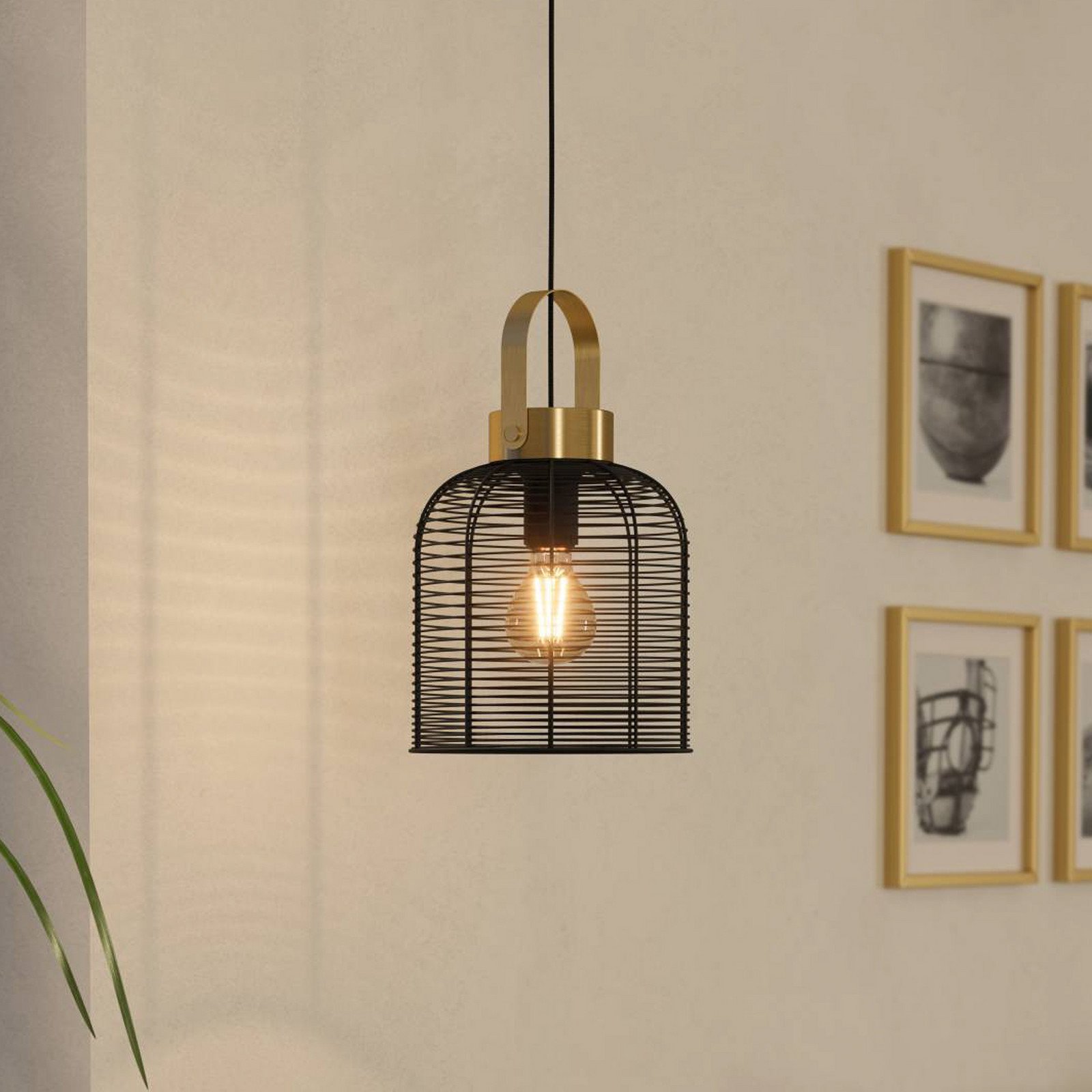 EGLO Roundham lampă suspendată diametru 22 cm - Camera de zi / sufragerie - negru alamă - Metal