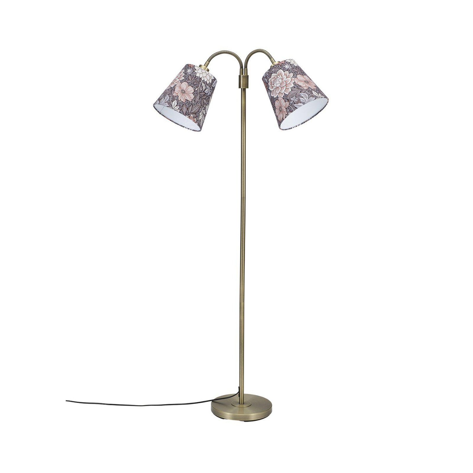 PR Home gulvlampe Amy messing Sofia Dahlia brun 150cm 2flg.