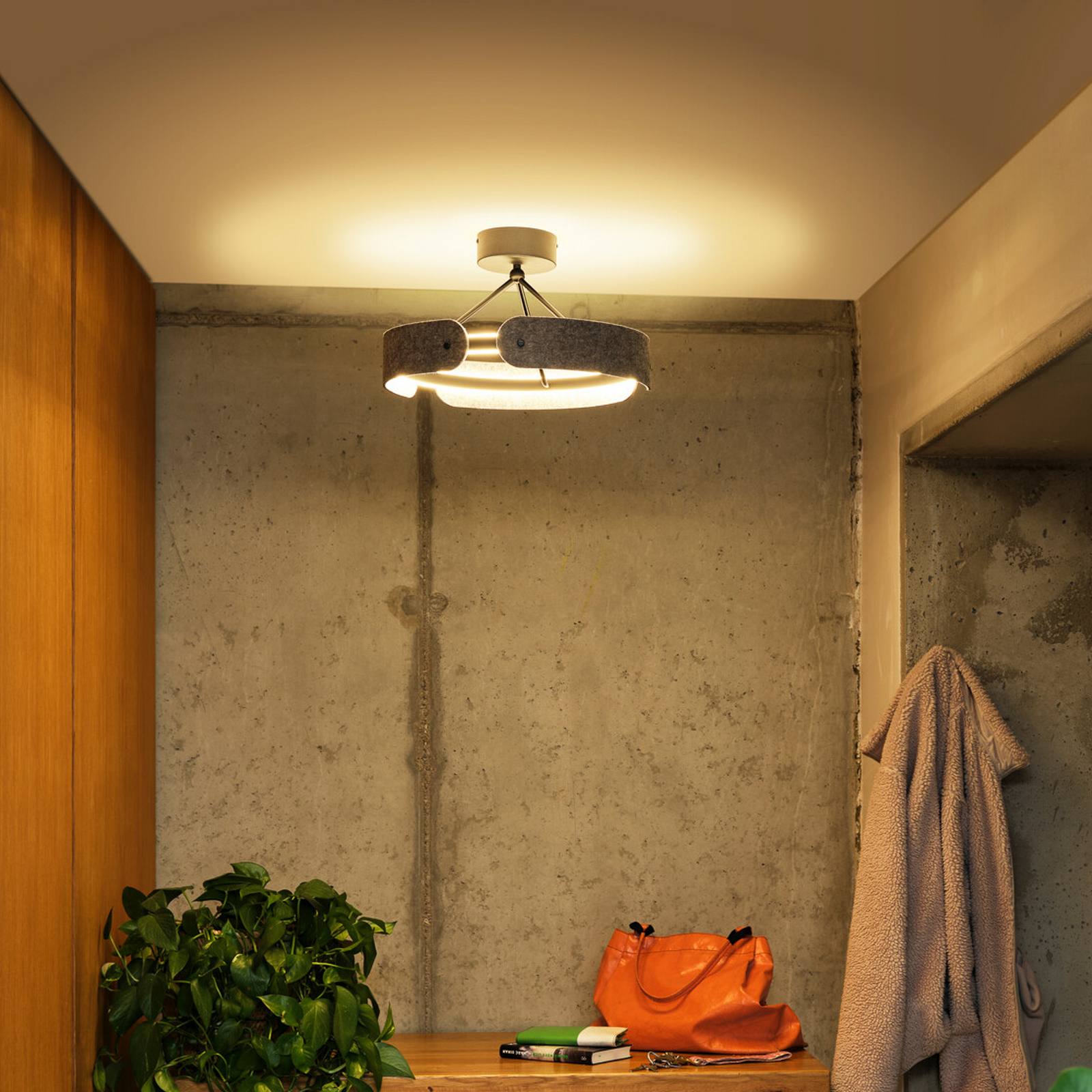 Plafonnier LED OSRAM Decor Curve Felt, gris, feutre, 3 000 K