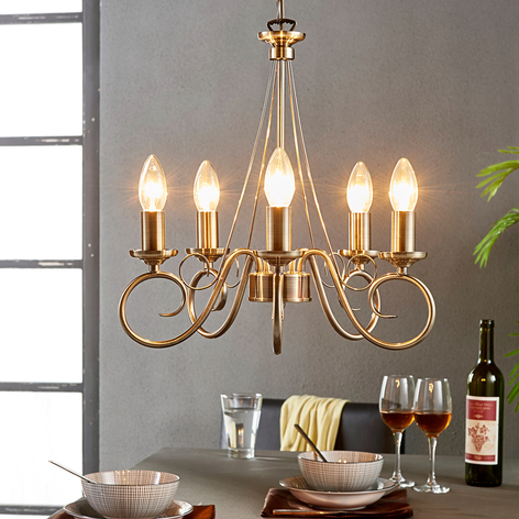 Marnia - lampadario a 5 luci ottone antico