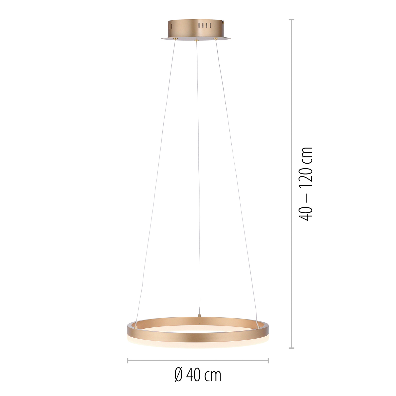 LED hanglamp Titus, rond, Ø 40cm, mat messing