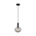 Ripple pendant light, black/smoke grey, Ø 18 cm