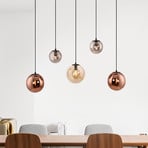 Shiny pendant light, 5-bulb, long, multicoloured, glass, E14