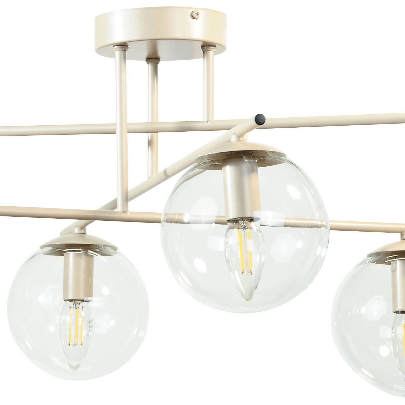 Deckenleuchte Zoe, beige, Länge 72 cm, 6-flammig, Glas, E14 günstig online kaufen