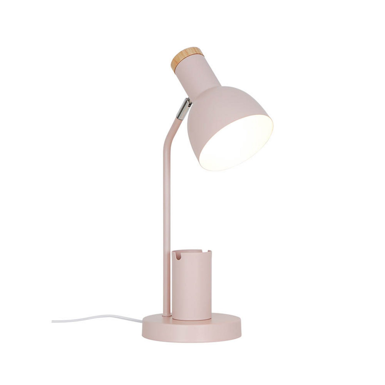 Stolna lampa Devone, prašnjavo ružičasta, visina 43 cm, metalna