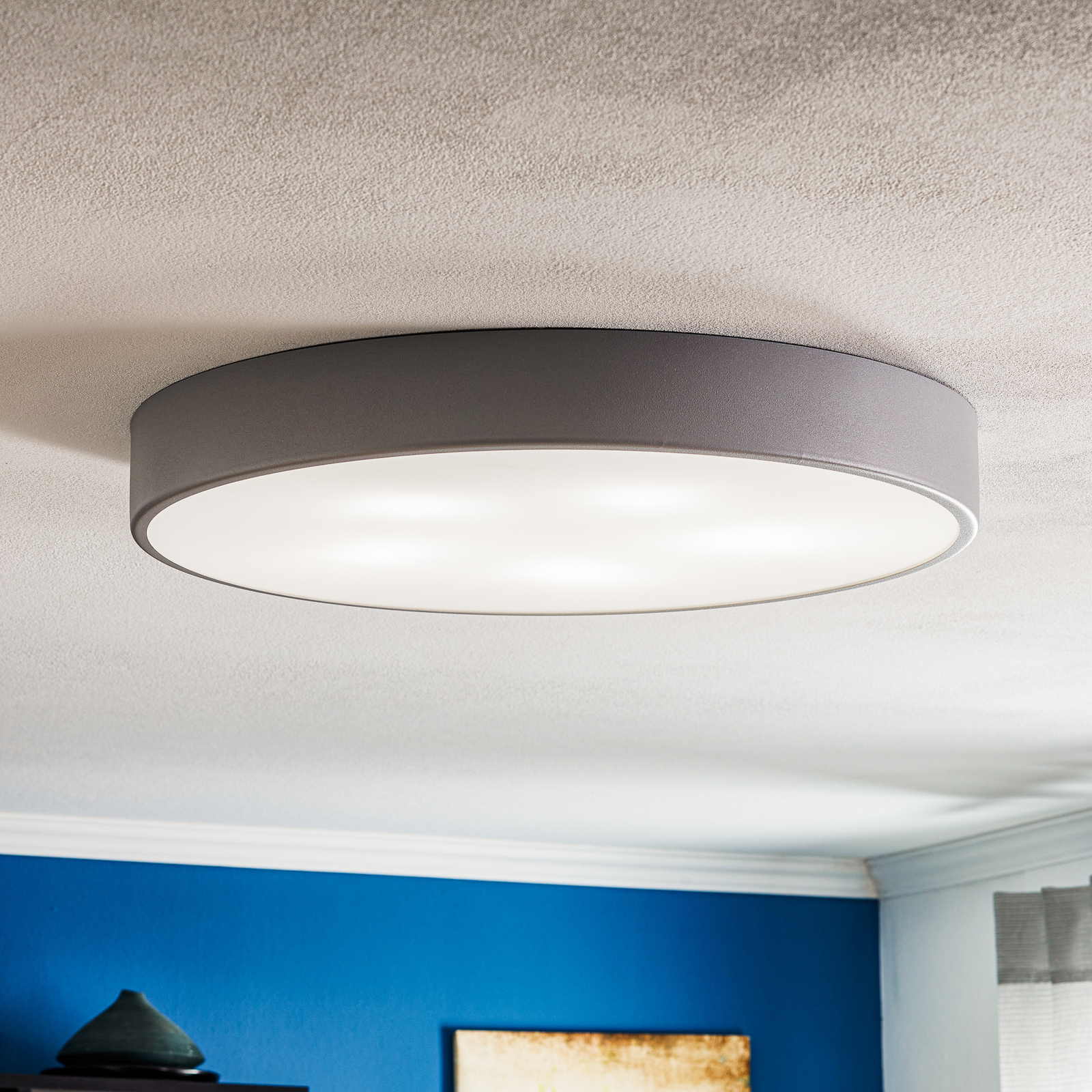 Cleo 600 ceiling light, sensor, Ø 60 cm grey