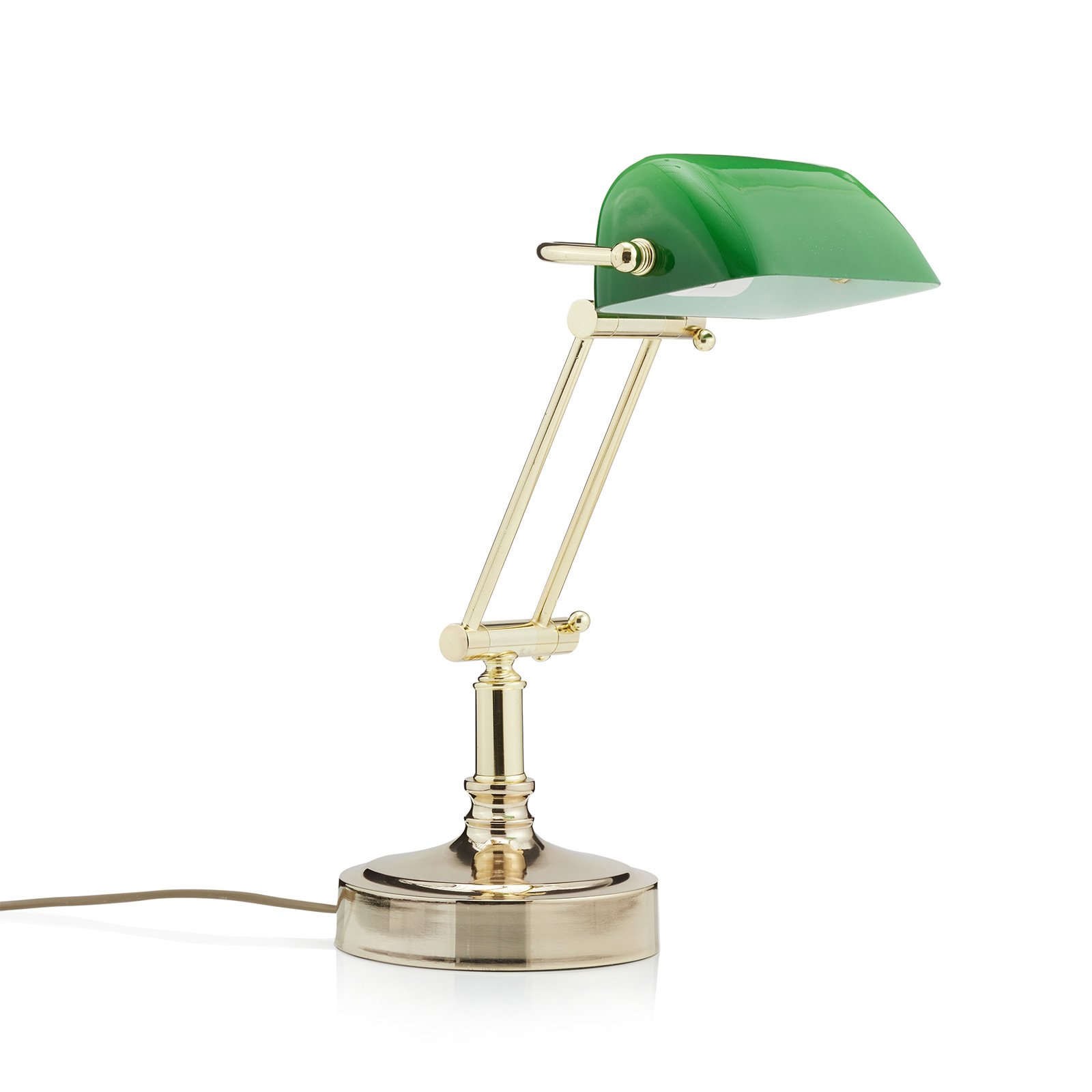 Steve banker's lamp with green glass shade