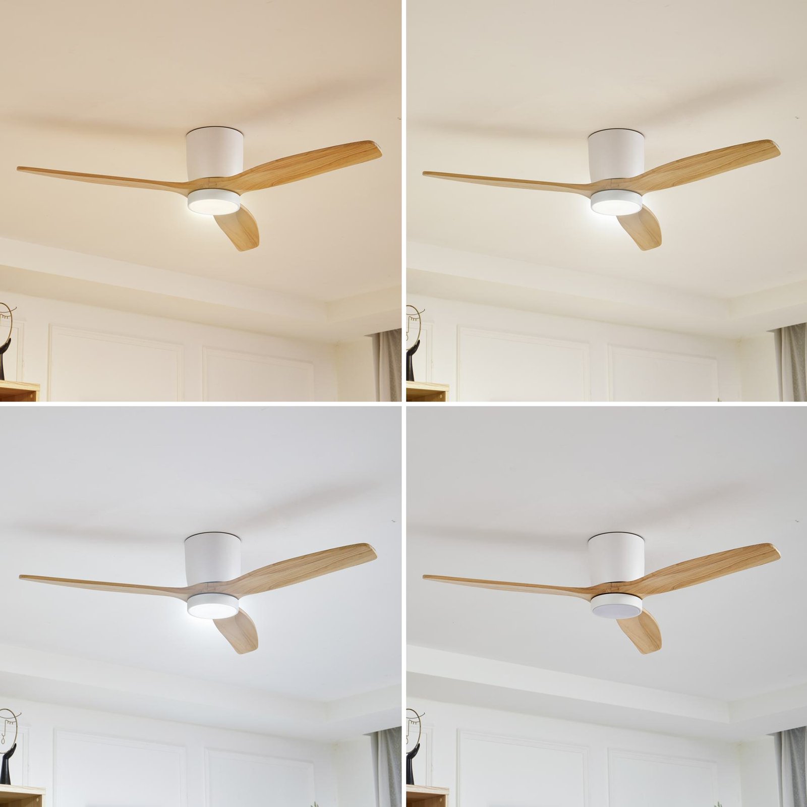 Lucande LED-Deckenventilator Faipari, weiß, DC, leise, 132cm