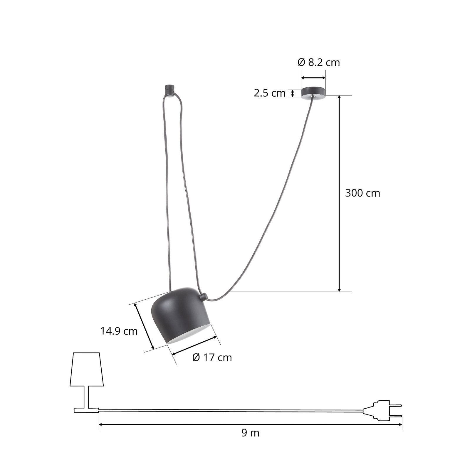 FLOS Aim Малка LED висяща лампа, черна