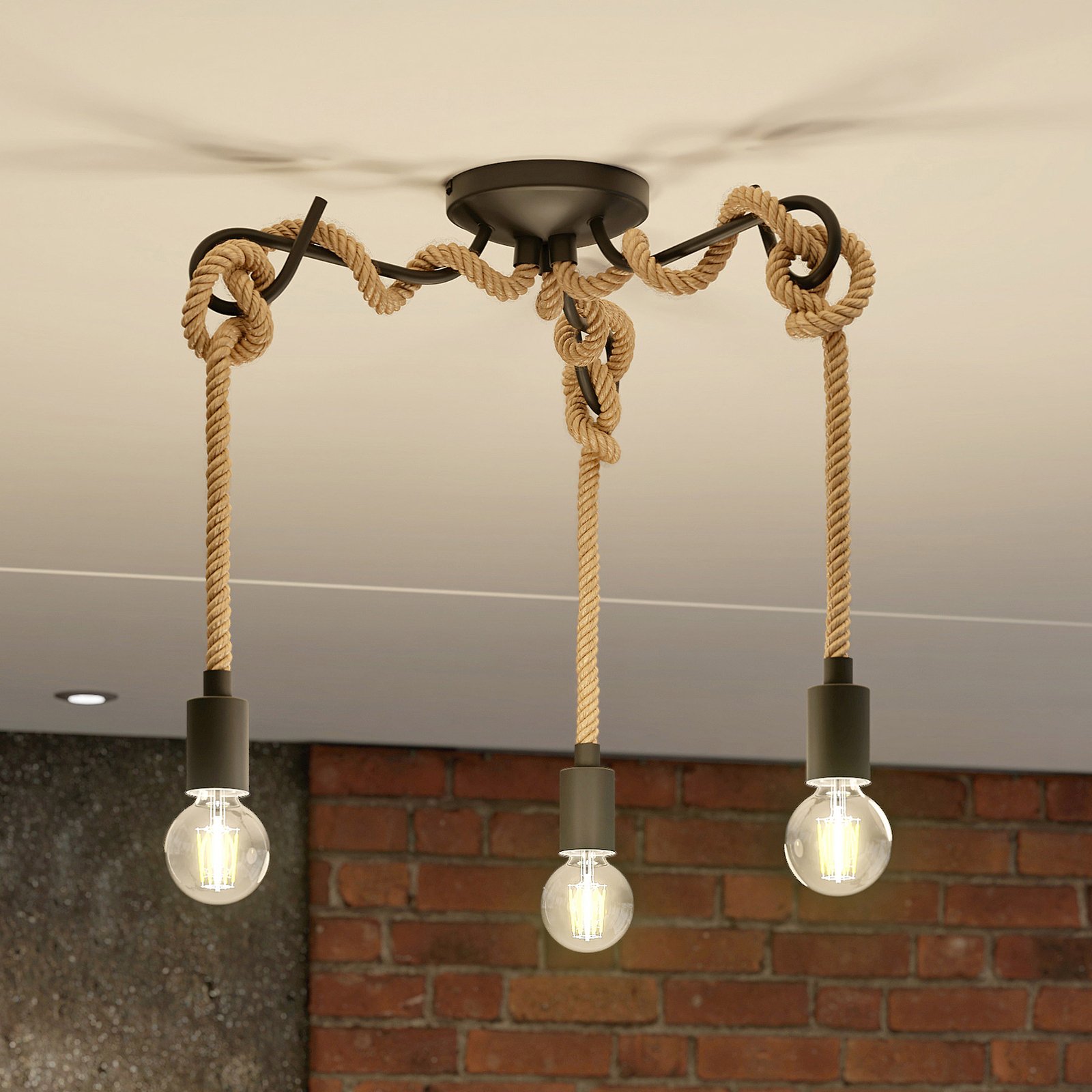 Lucande Ropina plafondlamp, 3-lamps