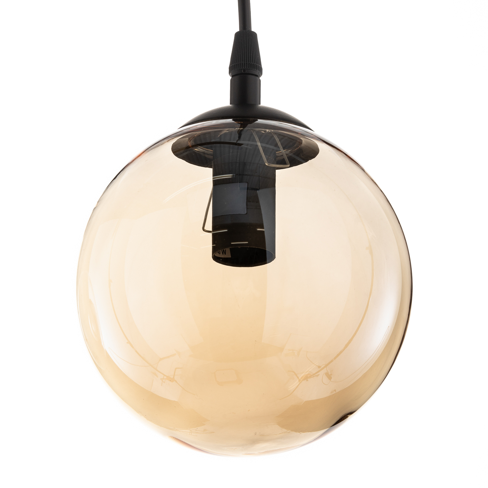 Lámpara colgante Glassy, 3 luces, recta, grafito/ámbar/claro, cristal