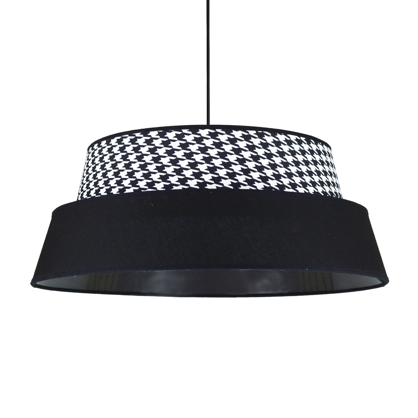 DUOLLA Galaxy hanging light, black, houndstooth pattern, for Living / Dining Room, synthetic fibre fabric, E27, 40 W, energy efficiency: A++