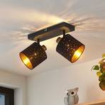 Lindby Darima ceiling spotlight, two-bulb black