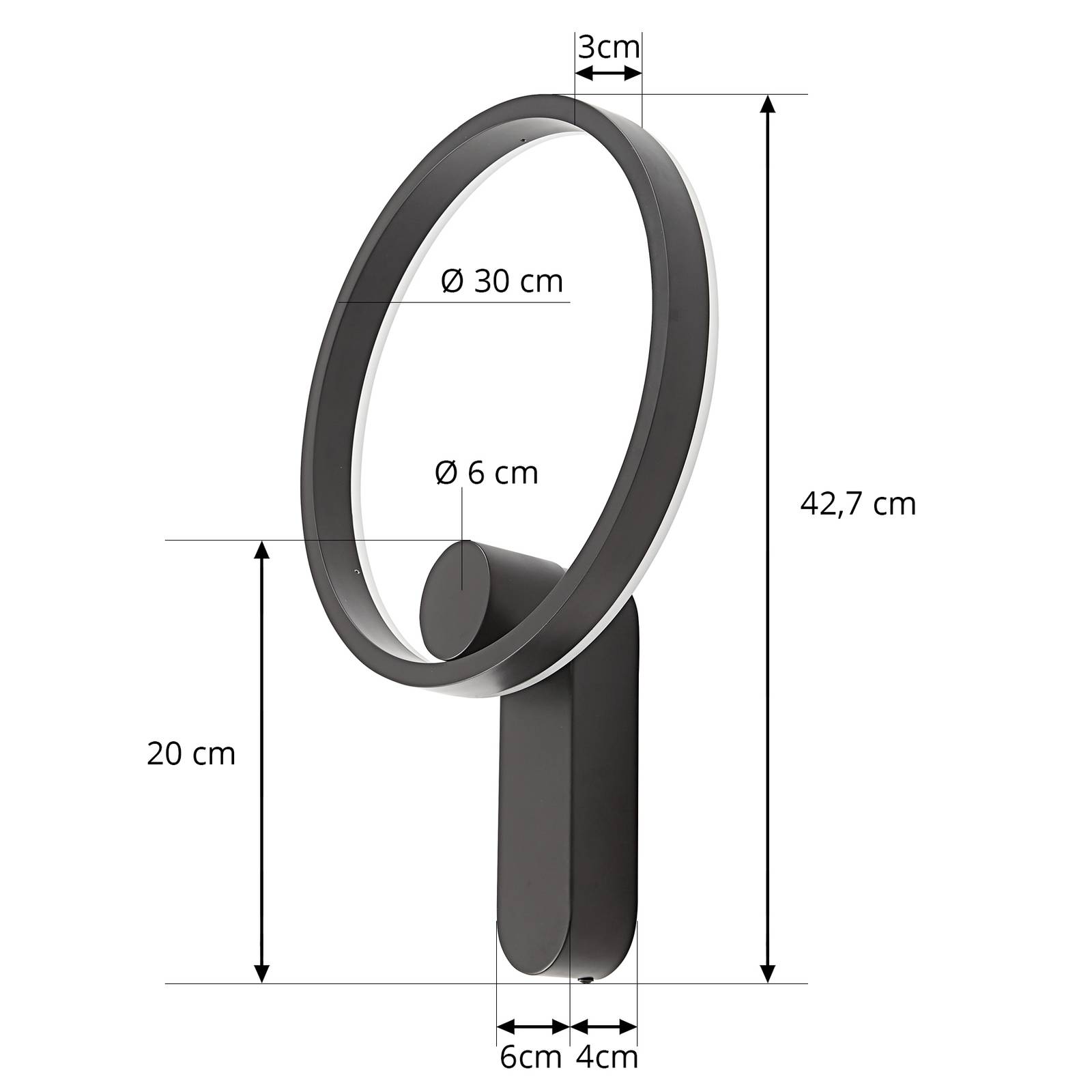 Lucande kinkiet LED Yekta, pośredni, czarny, 10,5W