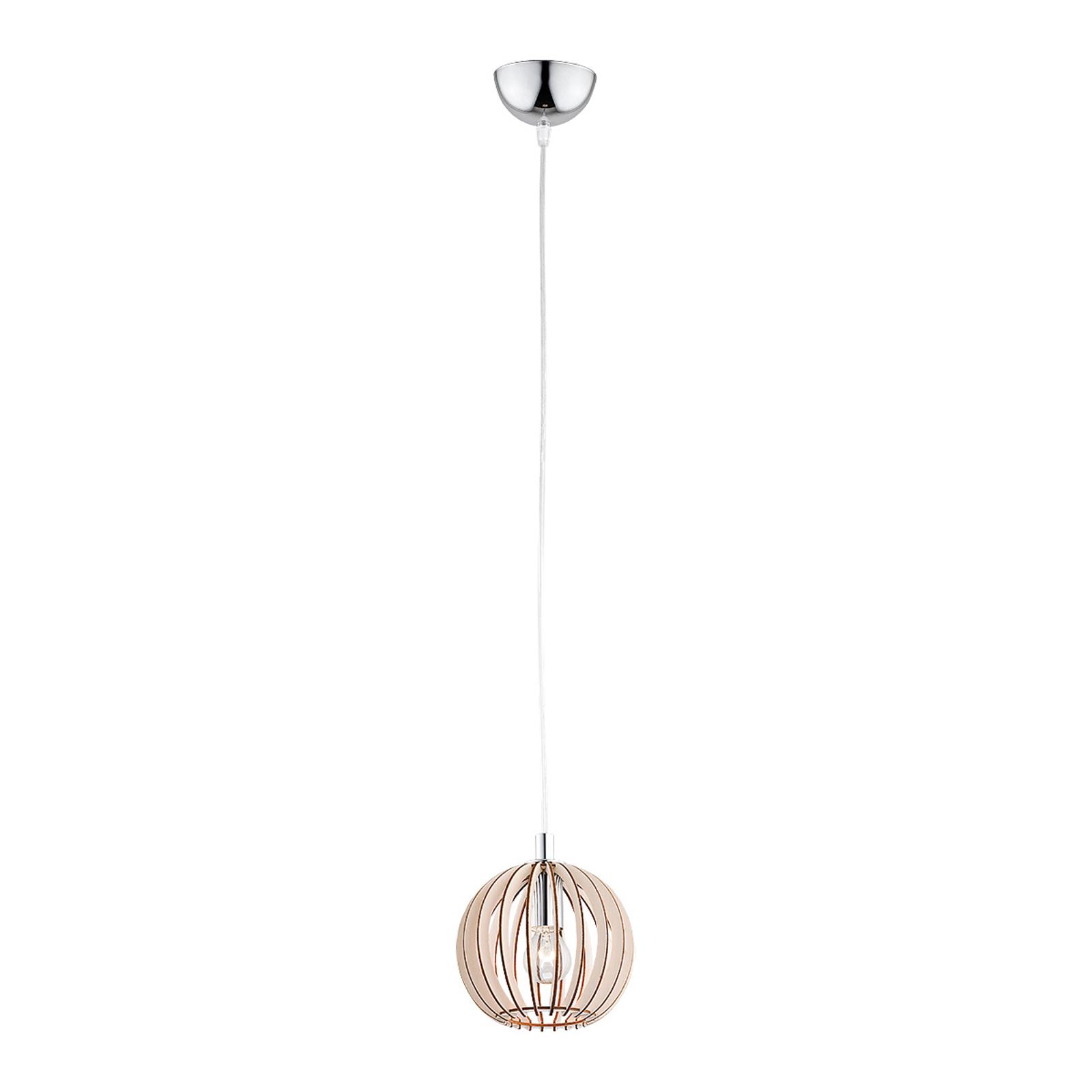 Paz hanging light, wooden slats, globe, Ø 17 cm