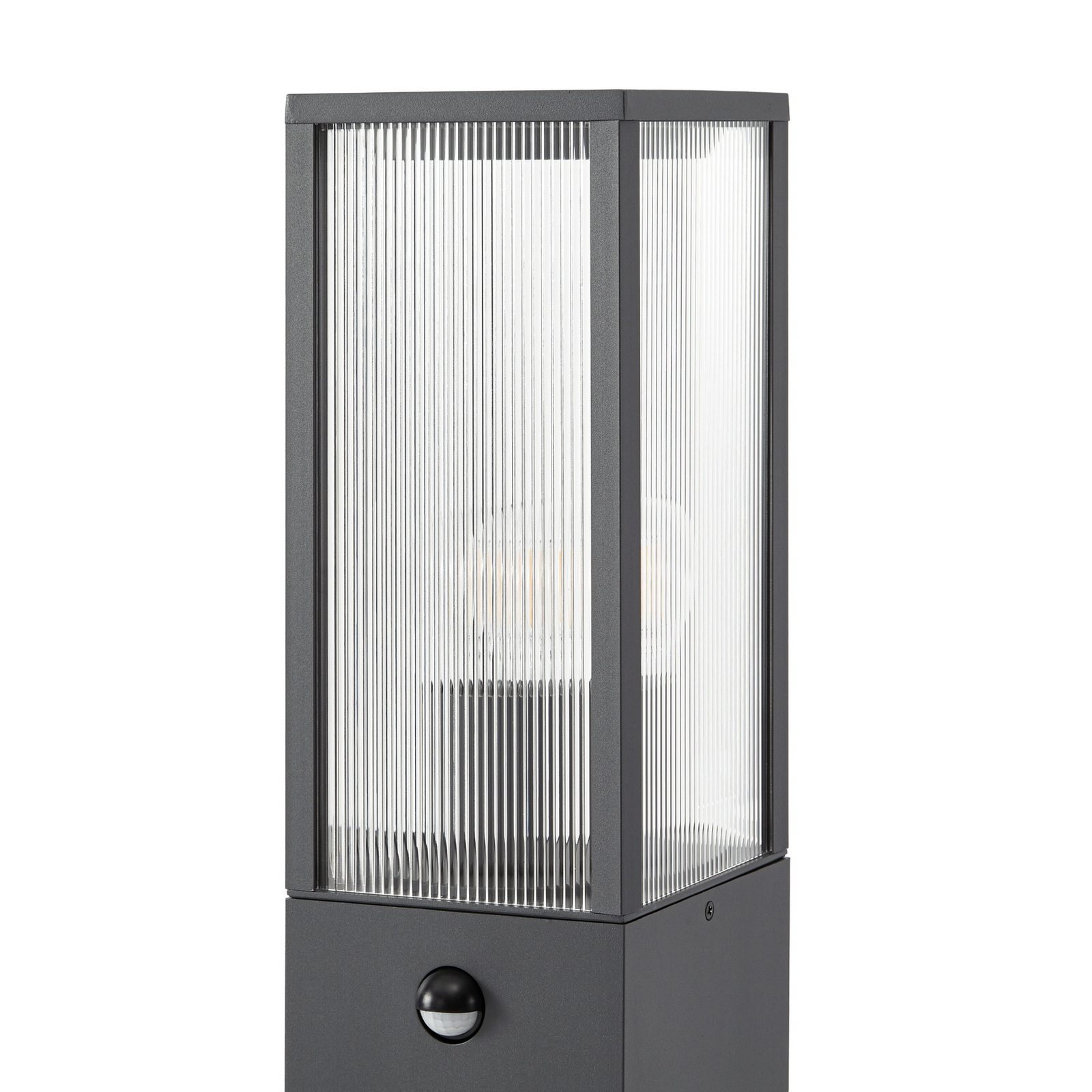 Bolardo luminoso Lindby Peldar, antracita/estriada, 80 cm, sensor Bolardo luminoso Lindby Peldar, antracita/estriada, 80 cm, sensor