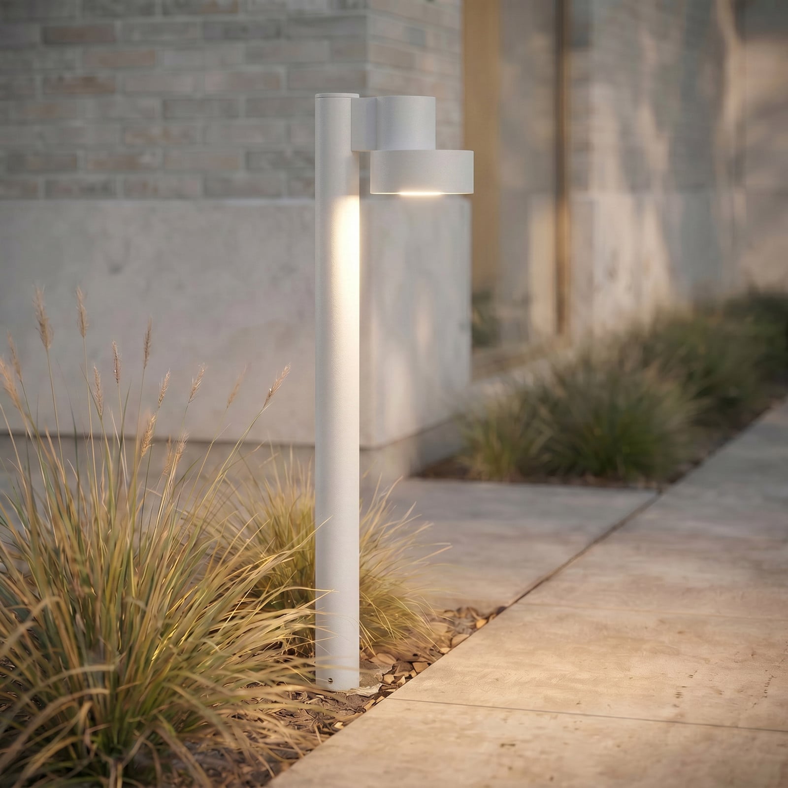 Elune LED-gadelampe, lysegrå, IP44, højde 77 cm Lucande - Moderne - Aluminium - Med én lyskilde