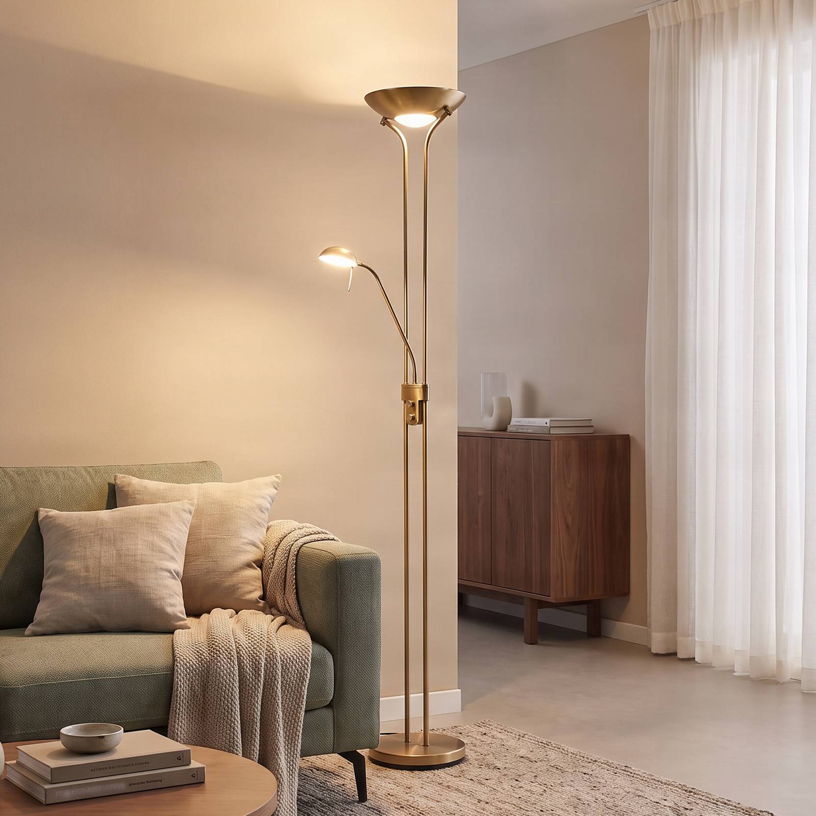 Lindby LED-leselampe Josefin, bronse, leselampe, dimbar