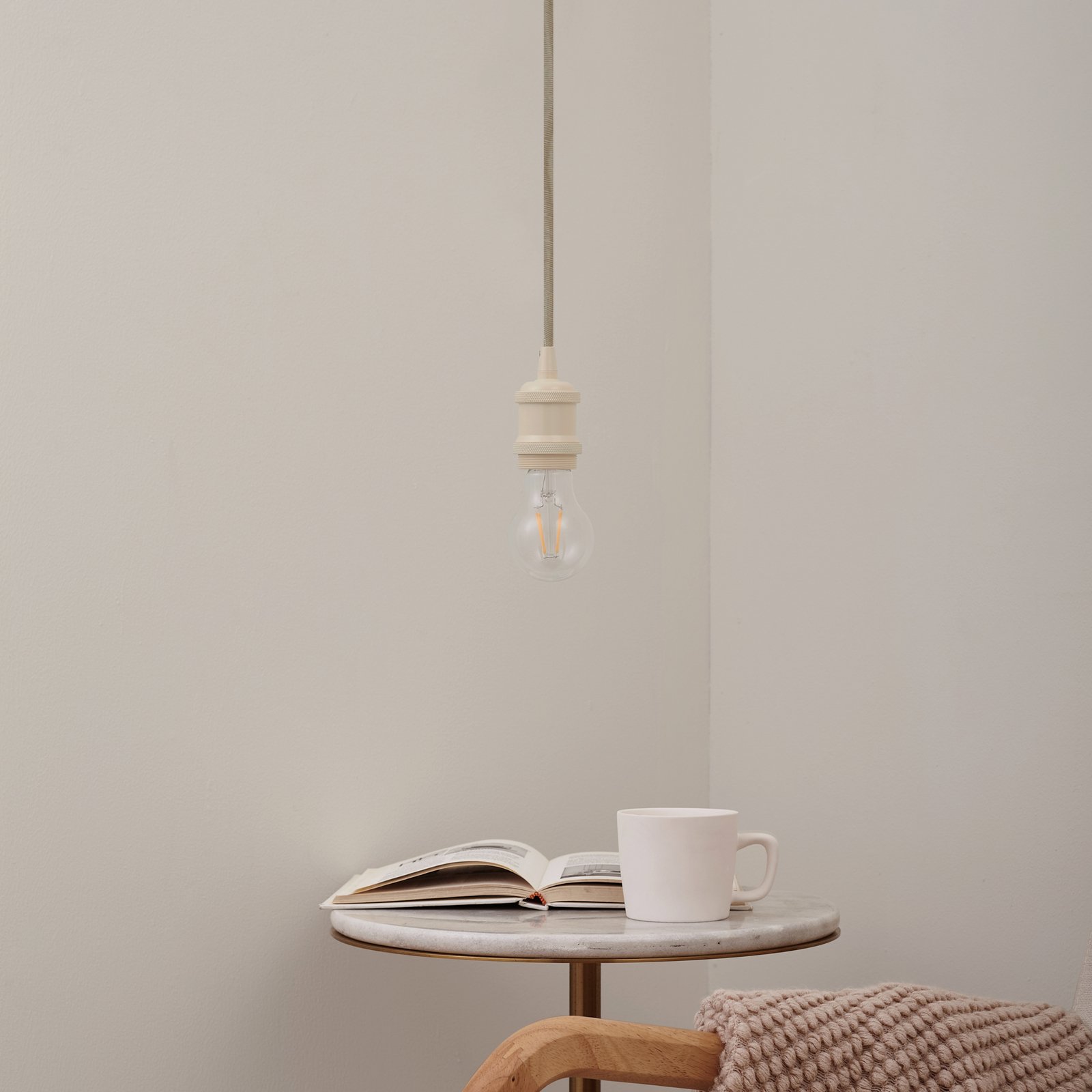 Hattie pendant light, E27 socket, Ø 5 cm, beige, metal - Lindby Hattie pendant light, E27 socket, Ø 5 cm, beige, metal - Lindby