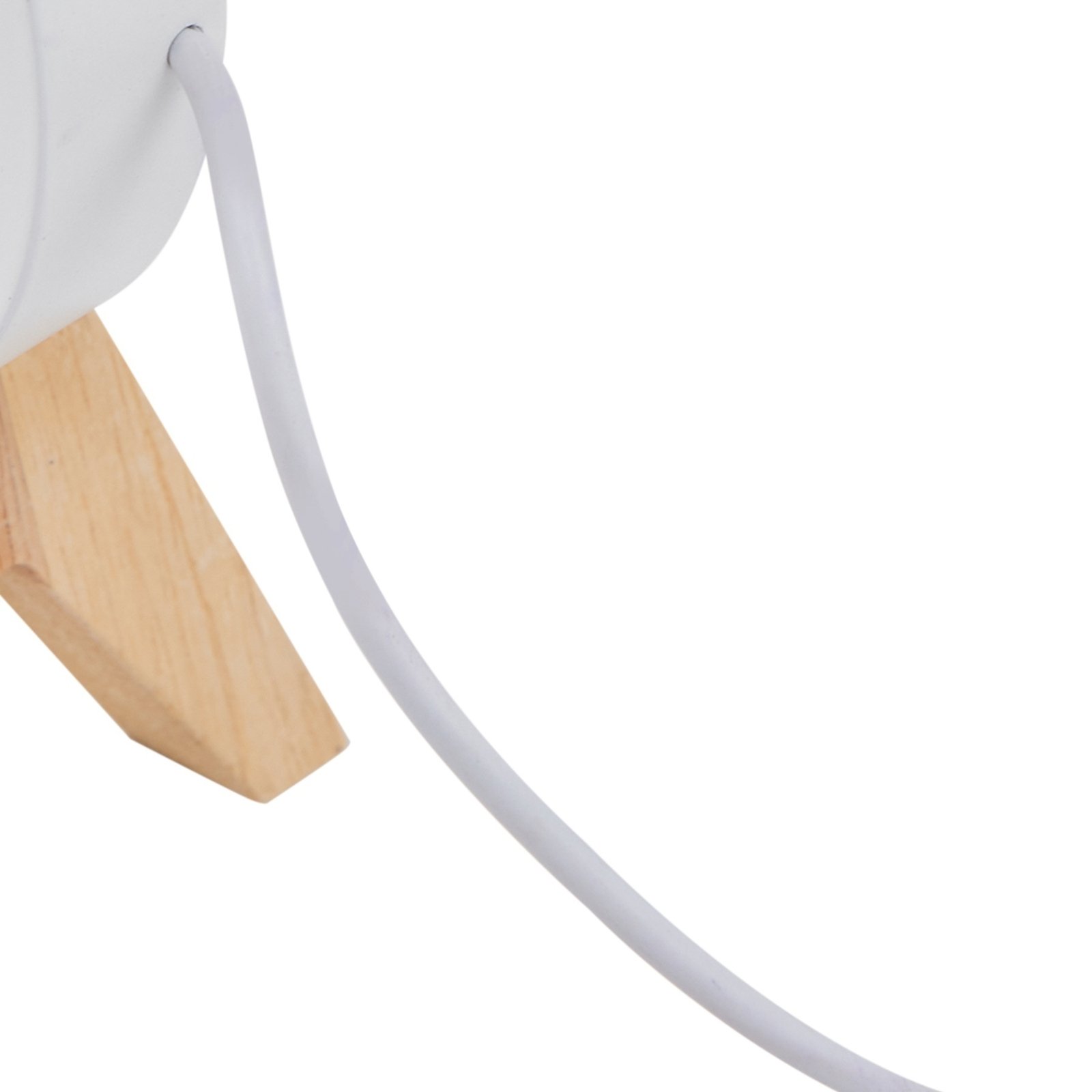 Lindby lampe de table LED Hirvi, blanc, bois, longueur 31 cm