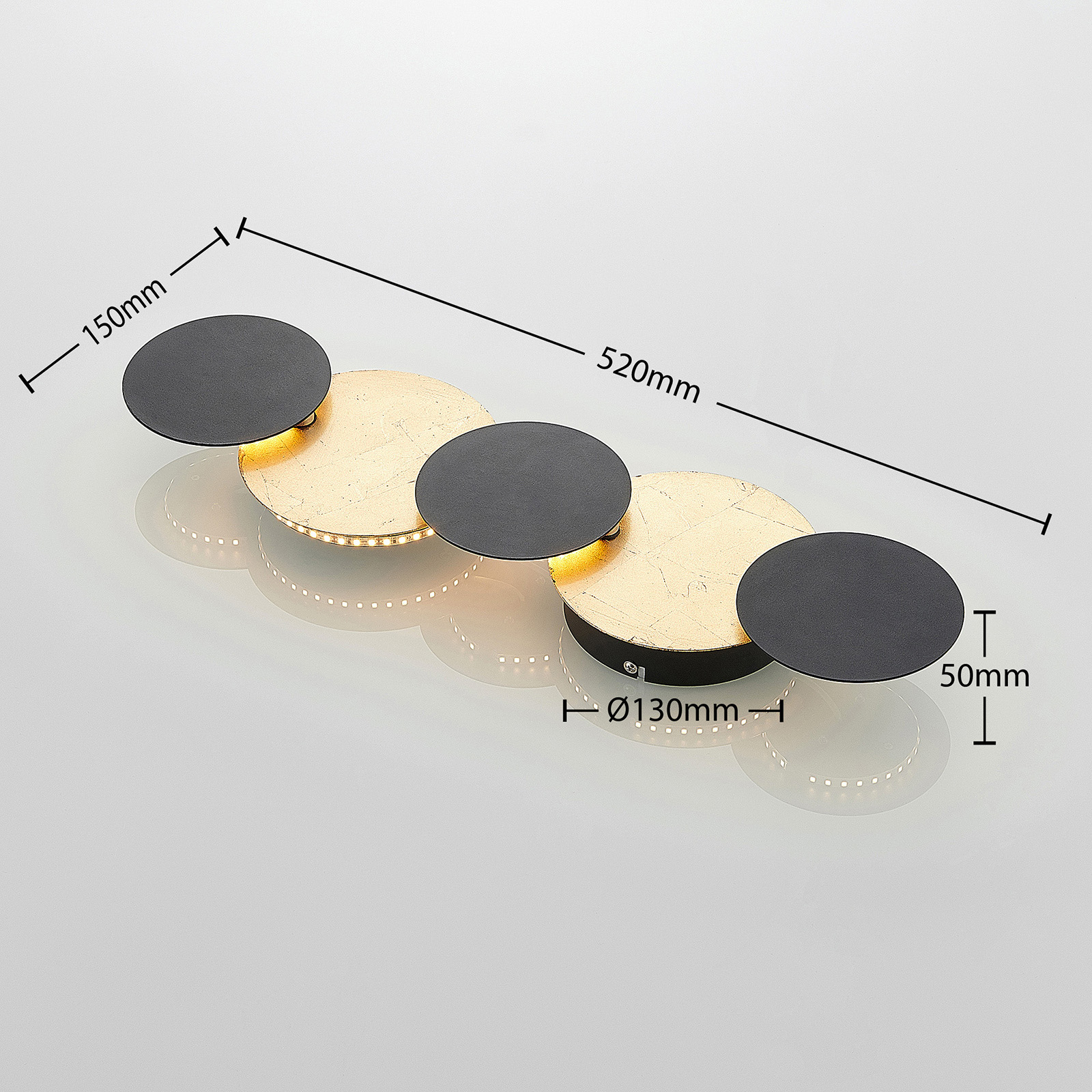 Grazyna 5 LED Aplique de Pared Black/Gold - Lindby