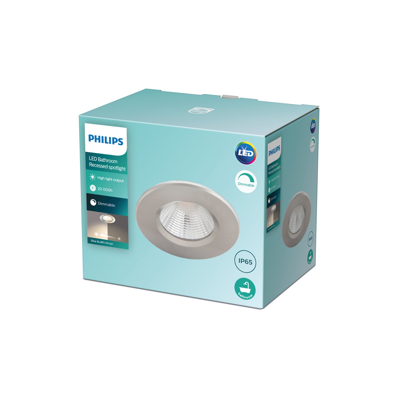 Philips Dive LED downlight IP65 round silver